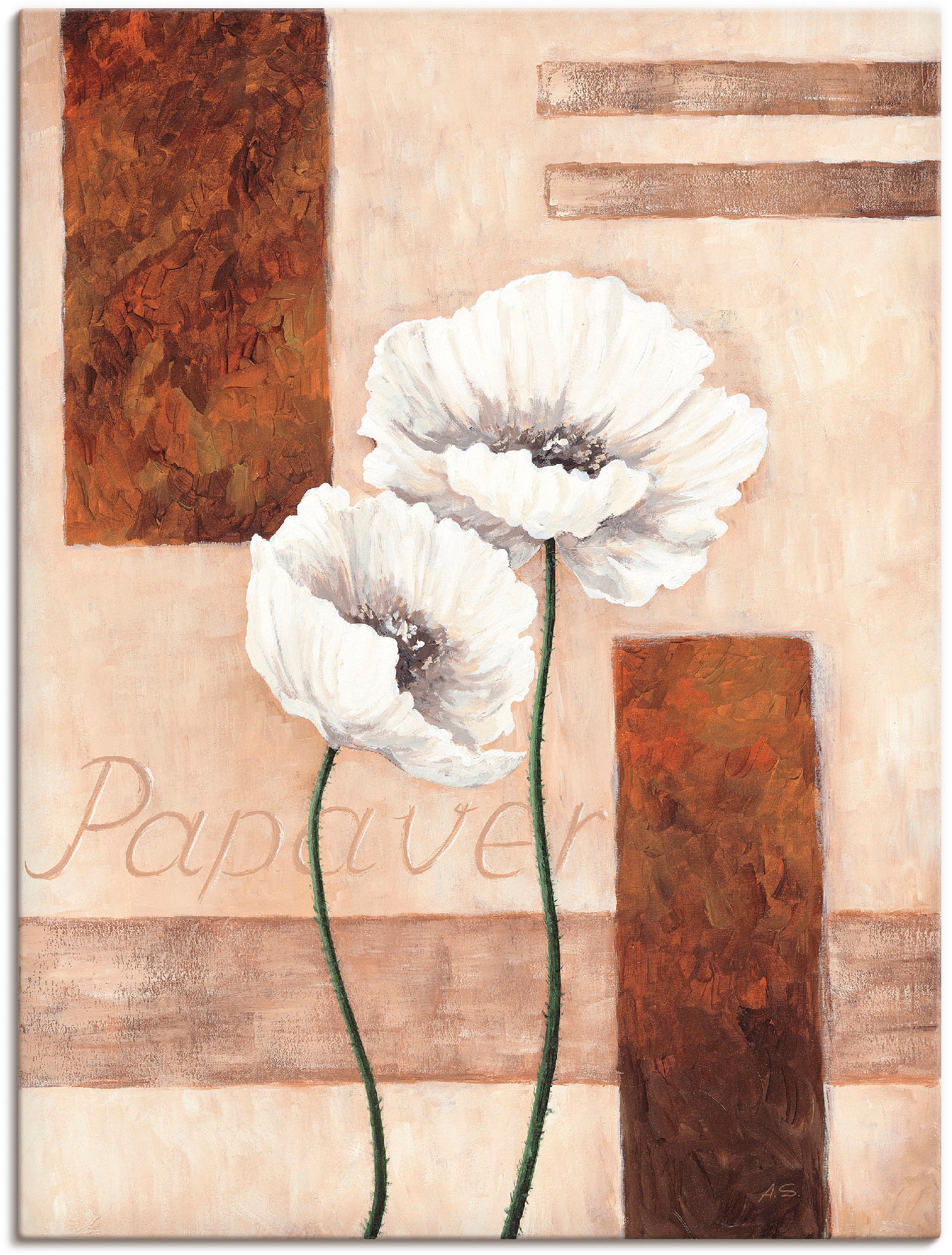 Artland Leinwandbild "Papaver - Mohnblumen" Blumenbilder 1 Stk. tlg. auf Holzrahmen gespannt