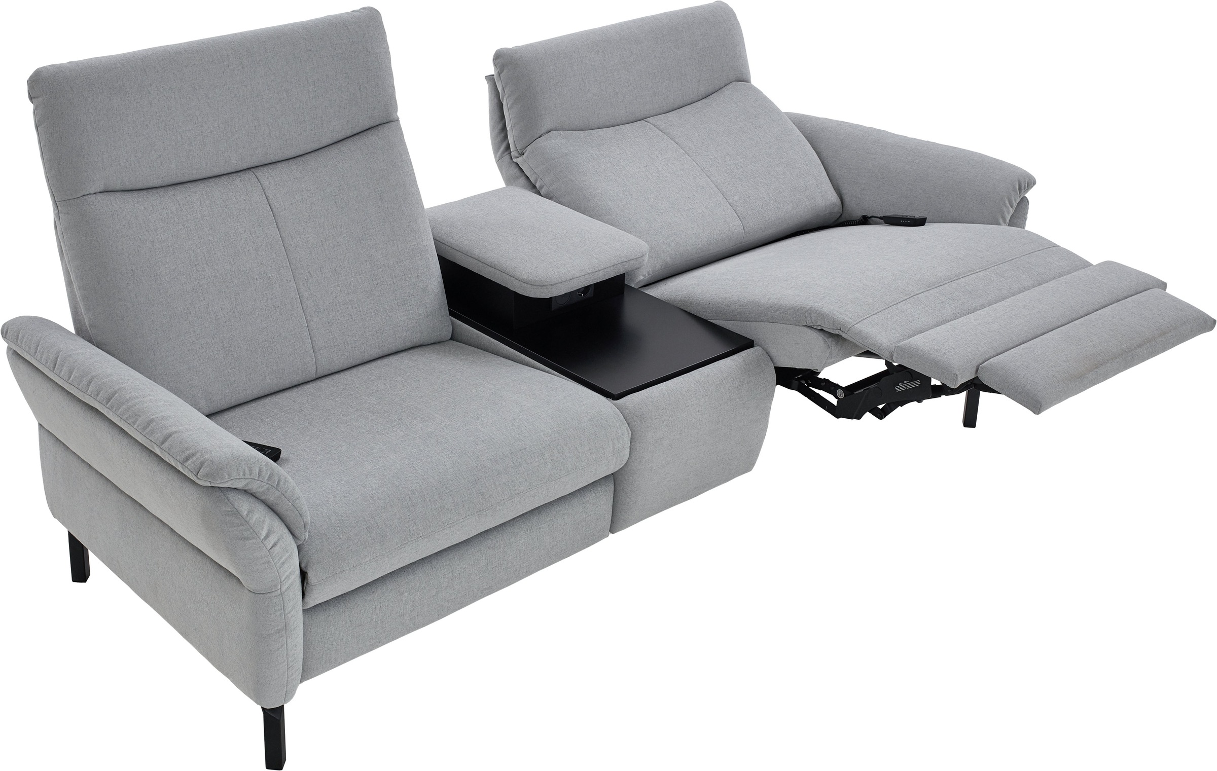 Places of Style 2-Sitzer »Sisto, inklusive 2x Relaxfunktion motorisch mit Herz-Waage-Beschlag«, Zwischenelement mit Tisch, Steckdose & USB-Ladestation