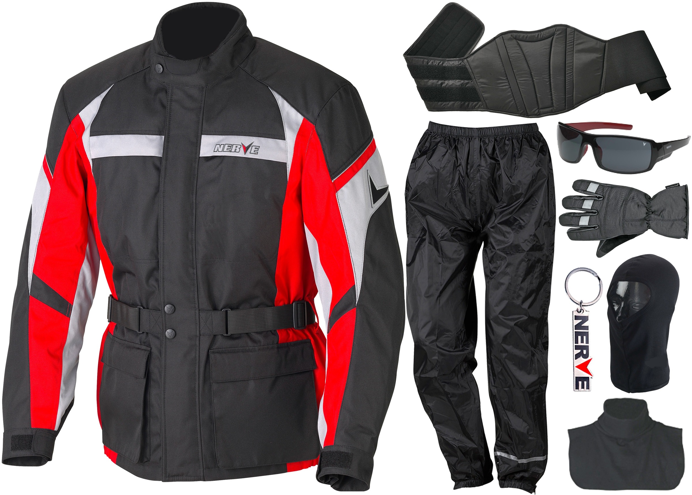 NERVE Motorradkombi, XXL, N-Gr, rot, Overalls