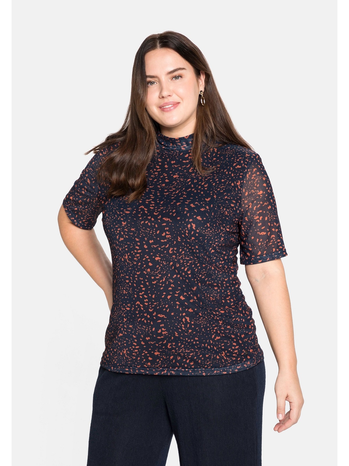 T-Shirt BAUR »Große aus mit für Stehkragen, Sheego | kaufen Größen«, Mesh