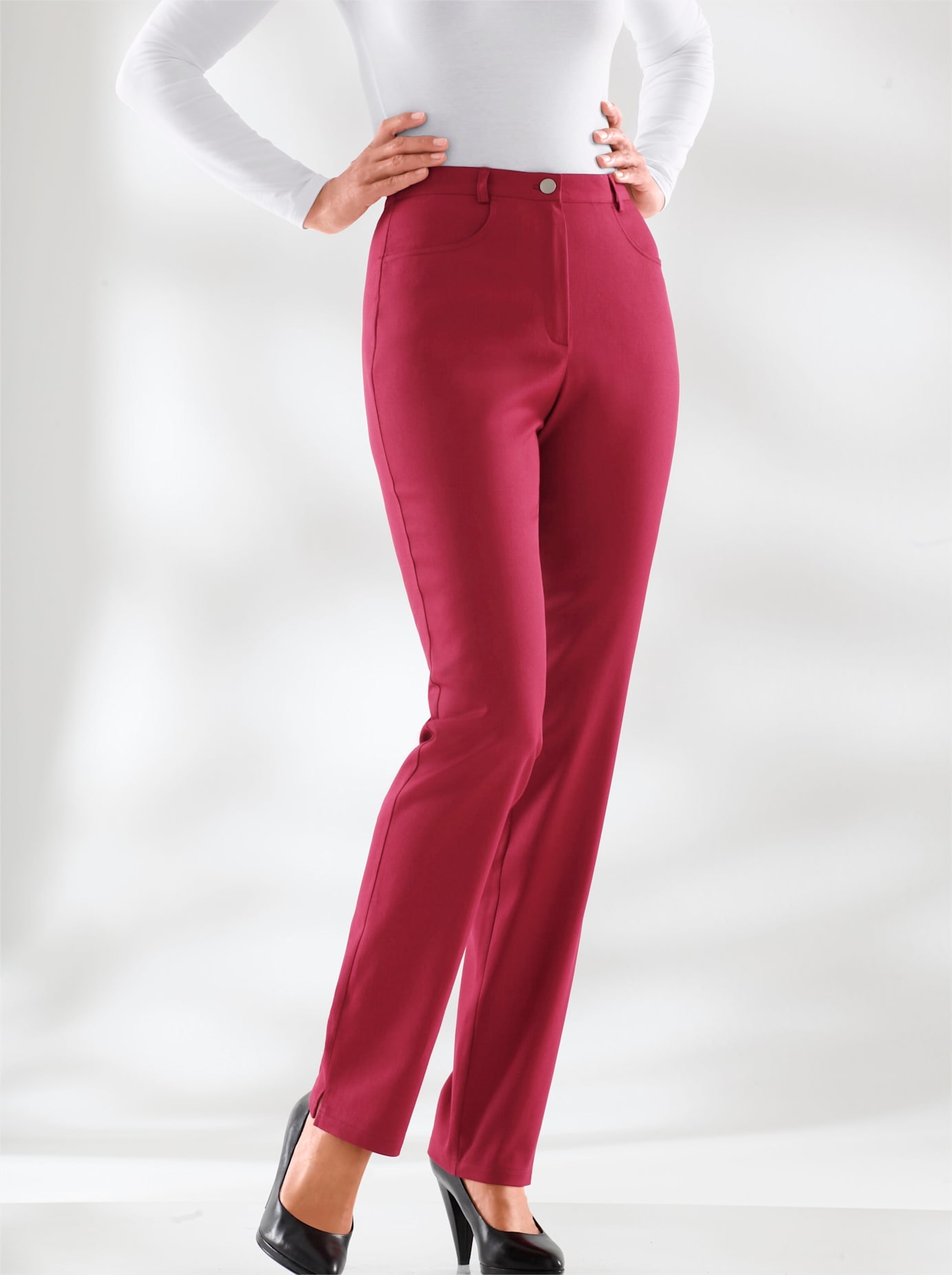 CLASSIC BASICS Damen Bequeme Jeans, rot, Gr. 22, unifarben, 97% Baumwolle, 3% Elasthan, Jeans