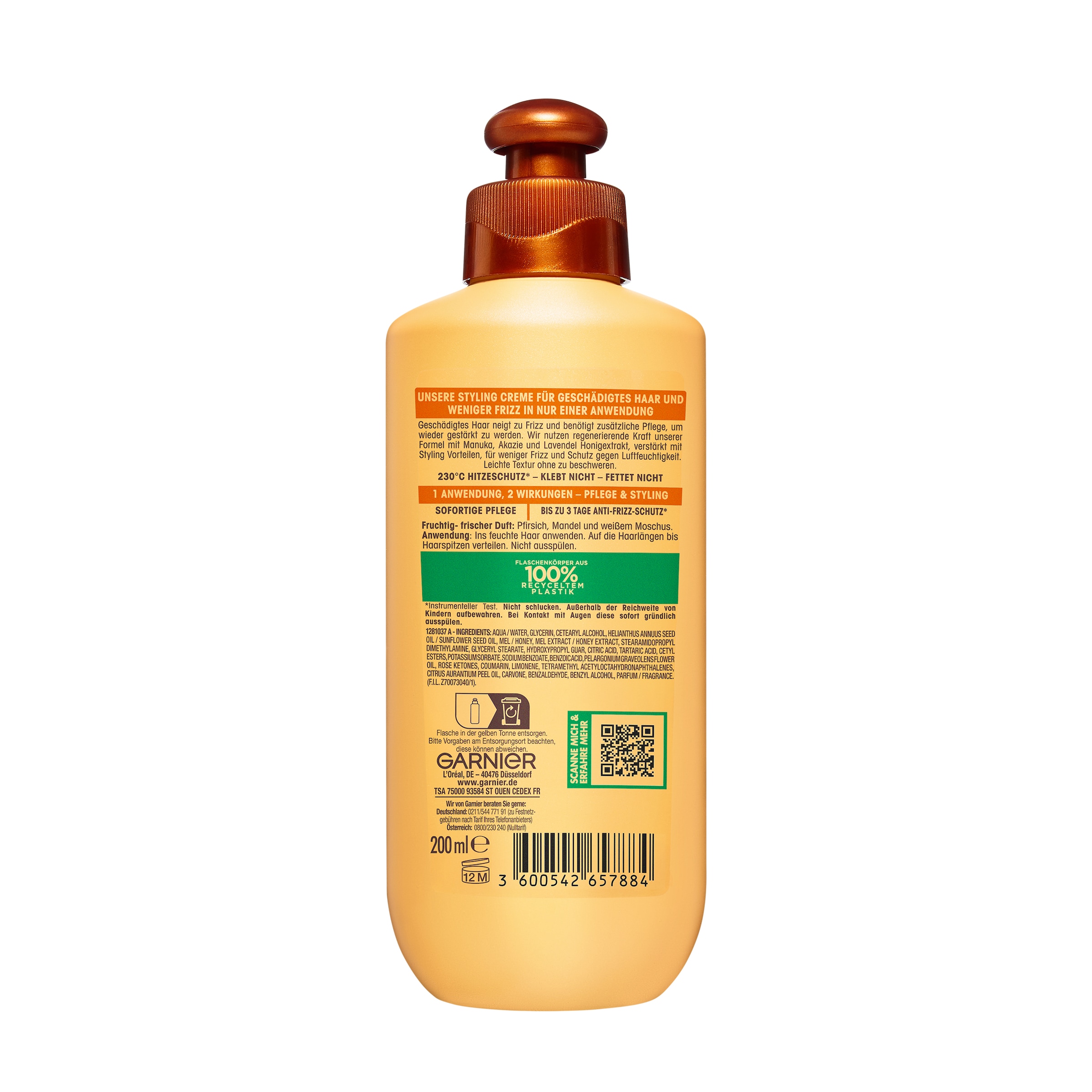 GARNIER Haarmousse »Garnier Wahre Schätze 2-in-1 Pflege & Styling Honig Schätze« für strapaziertes und brüchiges Haar, leichte Creme-Textur
