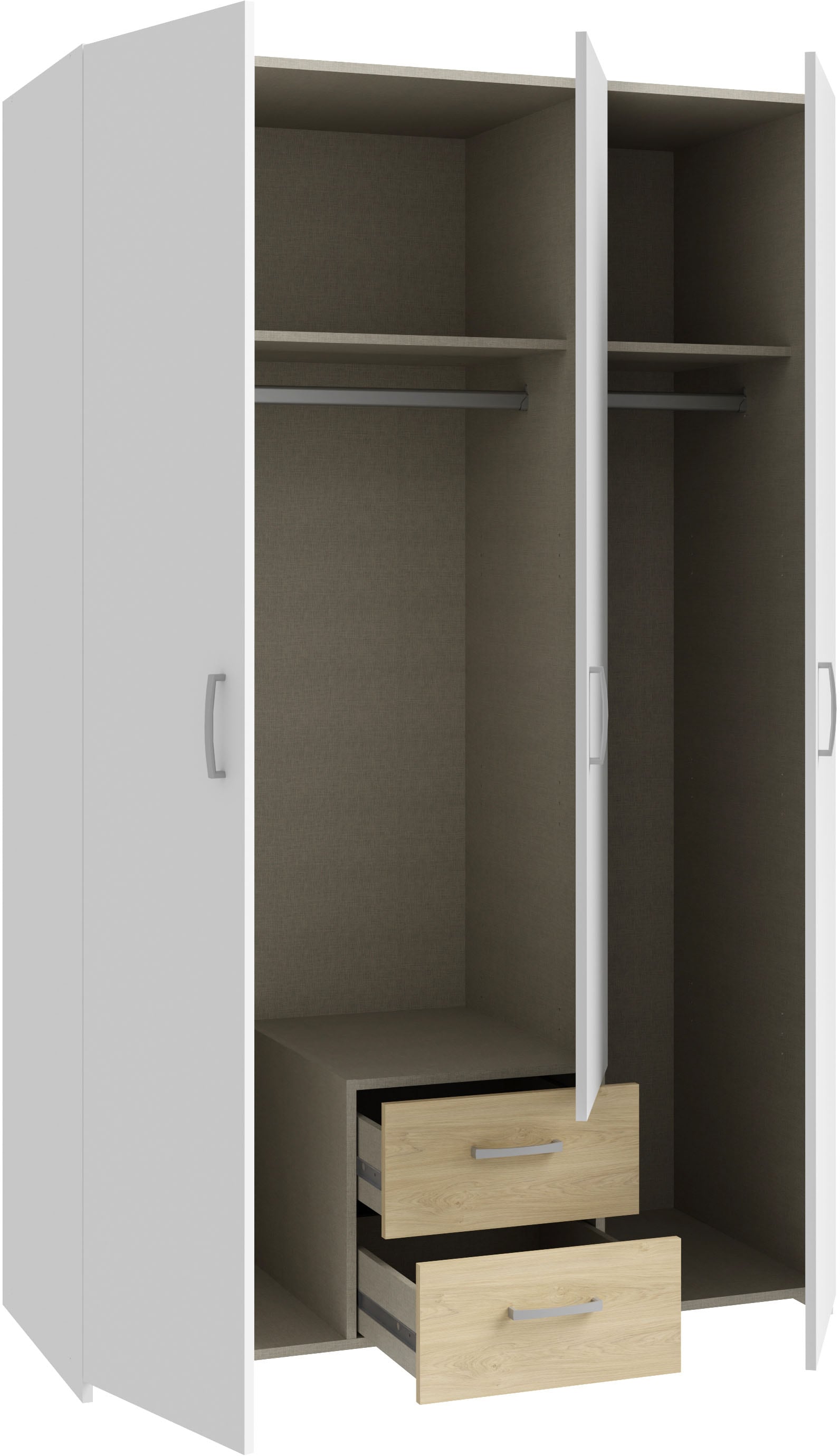 FORTE Drehtürenschrank »Econobox«, Drehtürenschrank, zeitloses Design mit alufarbigen Griffen.