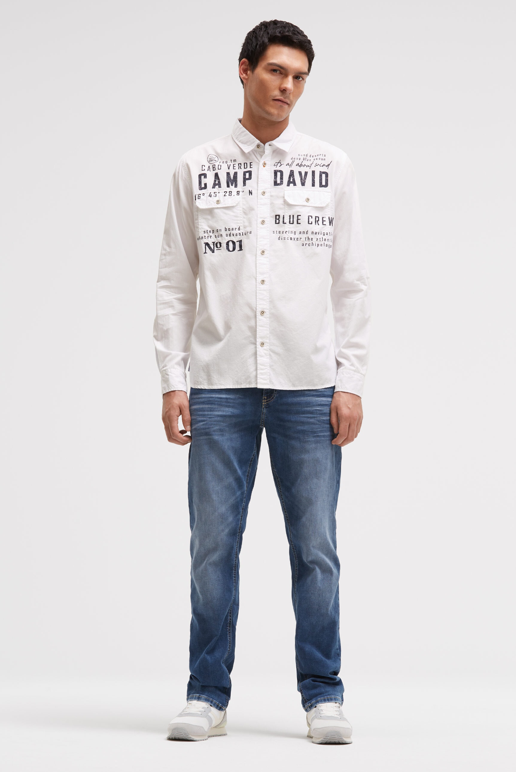 CAMP DAVID Langarmhemd mit Klappentaschen