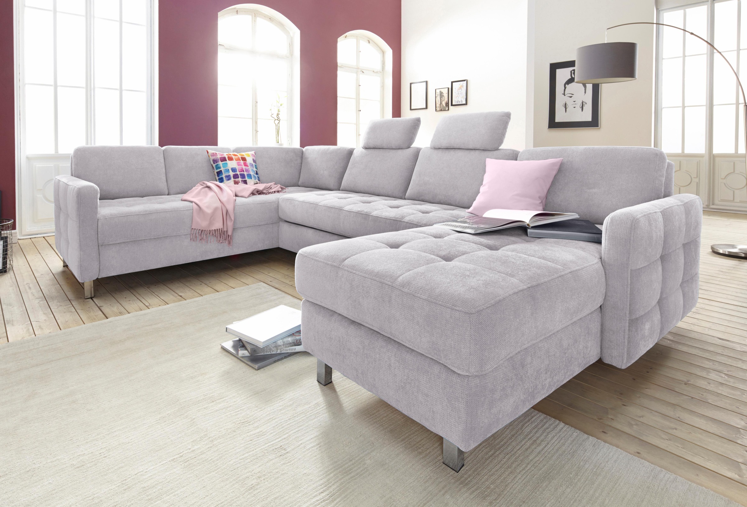 sit&more Wohnlandschaft "Pablo U-Form, B: 292cm, inkl. 2 Kopfstützen" wahlweise mit Schlaffunktion und Bettkasten
