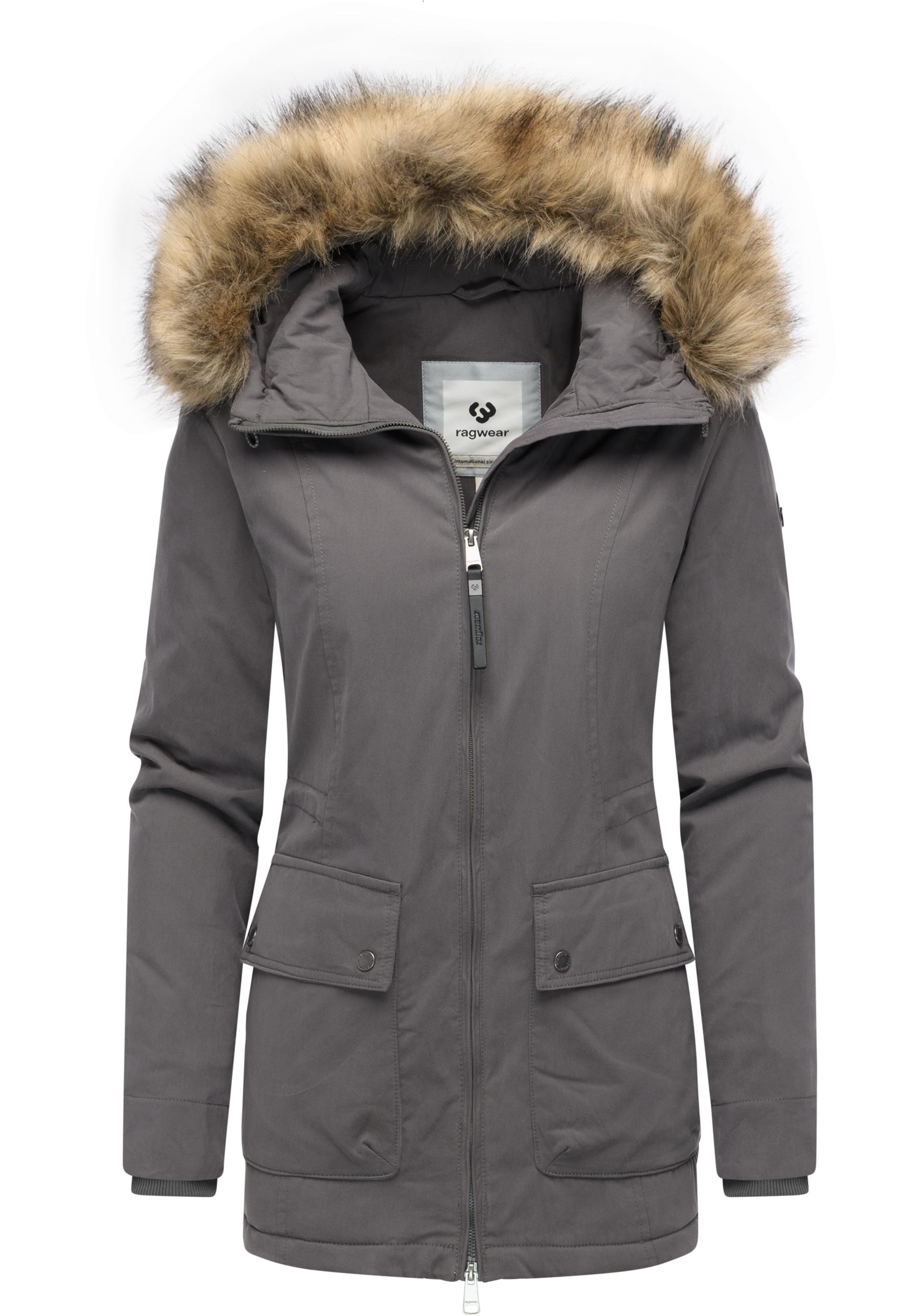 Ragwear Kurzmantel »Monadetta Warm«, Kurzer Wintermantel mit Kunstfellbesatz