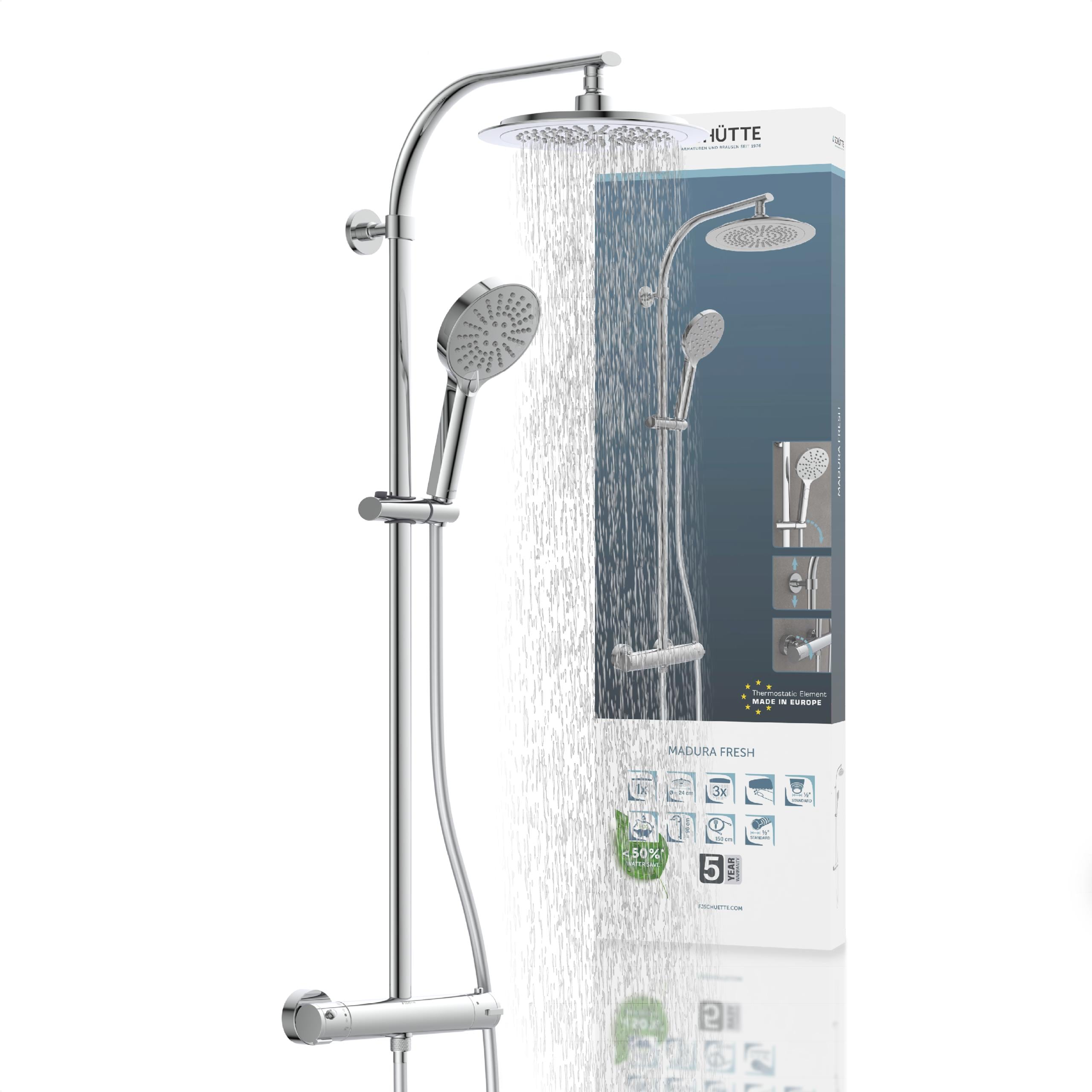 Schütte Duschsäule "MADURA FRESH" inkl. Wasserspardichtung, Sicherheitssperre, Antikalk, höhenverstellb.