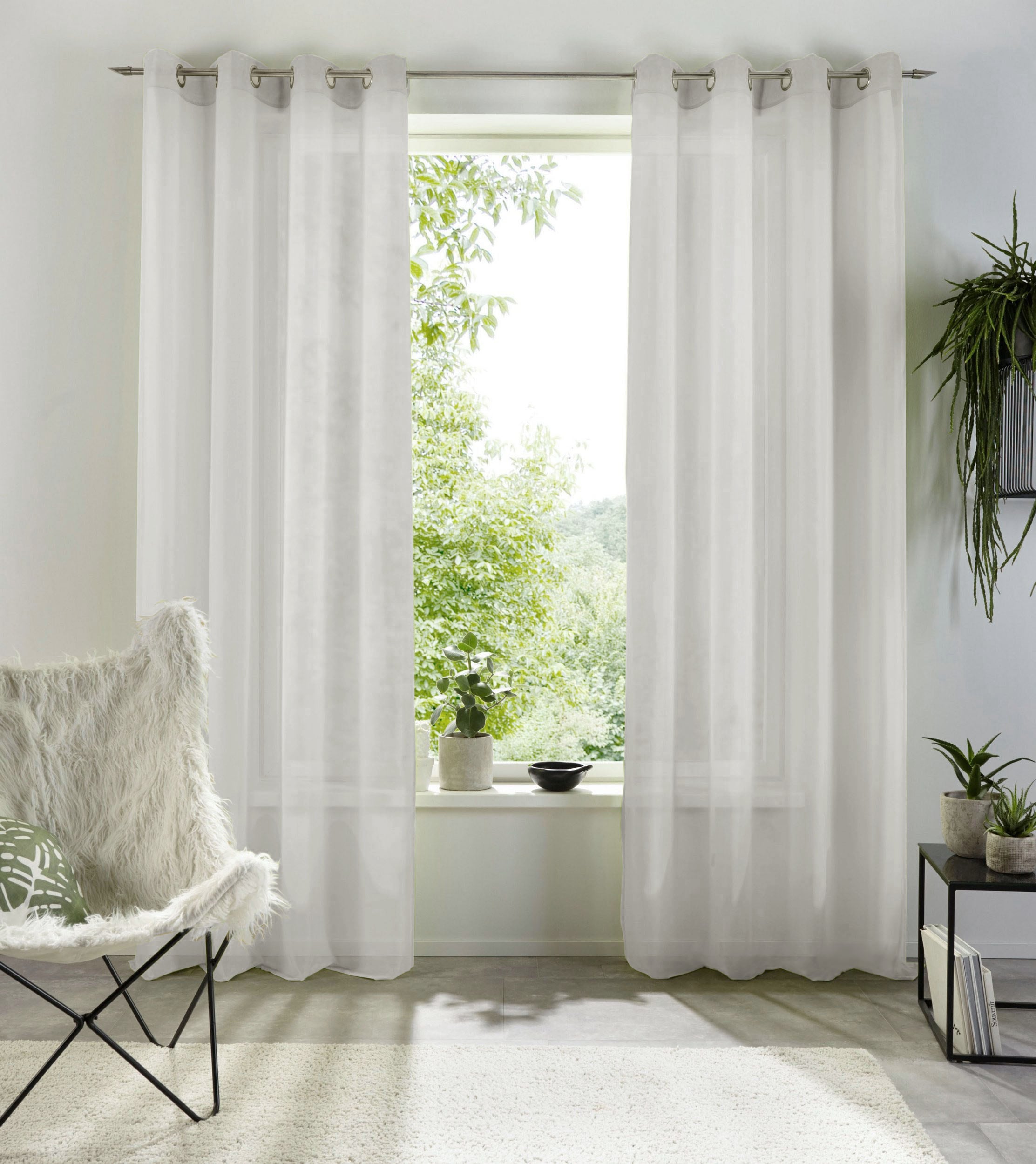 OTTO home Gardine "XANA 1er- und 2er Pack" Ösen 1 Stk. tlg. einfarbig, 1 bzw. 2er Set, pflegeleicht, Kundenliebling