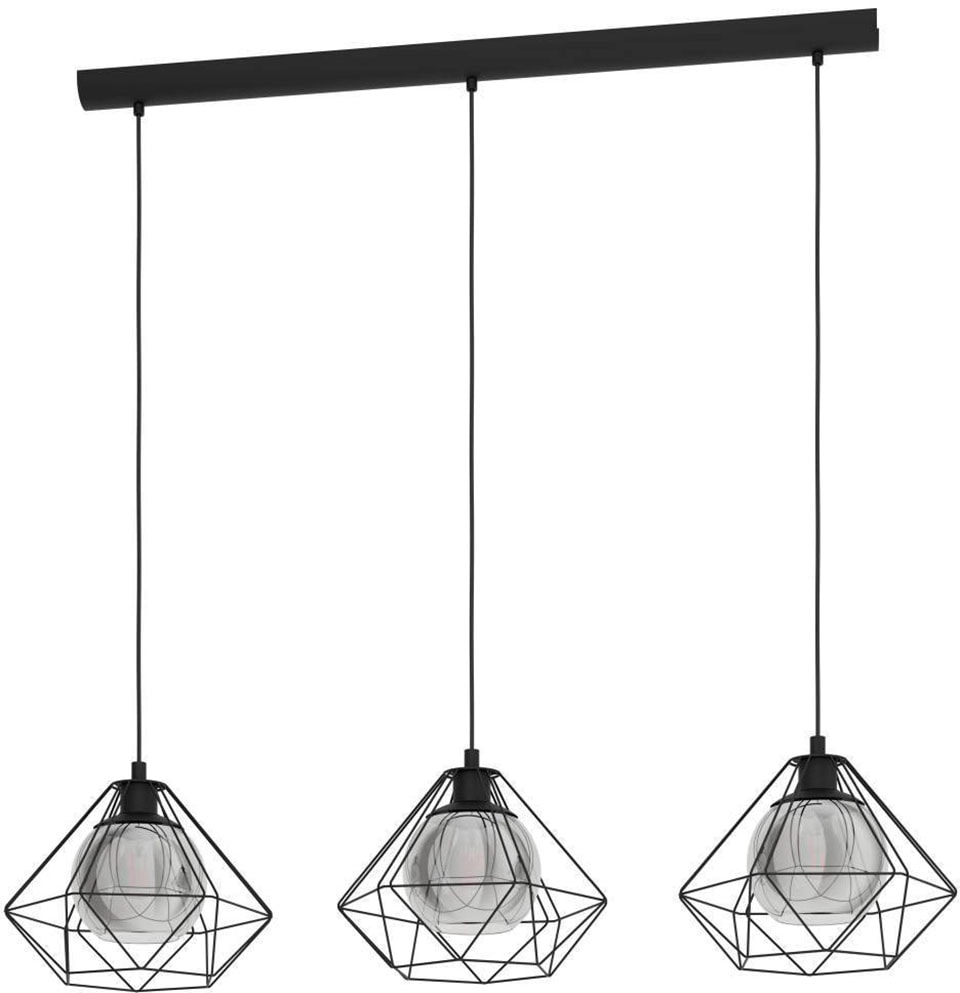 "EGLO Hängeleuchte ""VERNHAM Pendellampe, Stahl und Glas, E27, IP20, Esszimmerlampe, Lampe"", schwarz, 3, H: 110cm, 1 Stk., Leuchten, Hängelampe