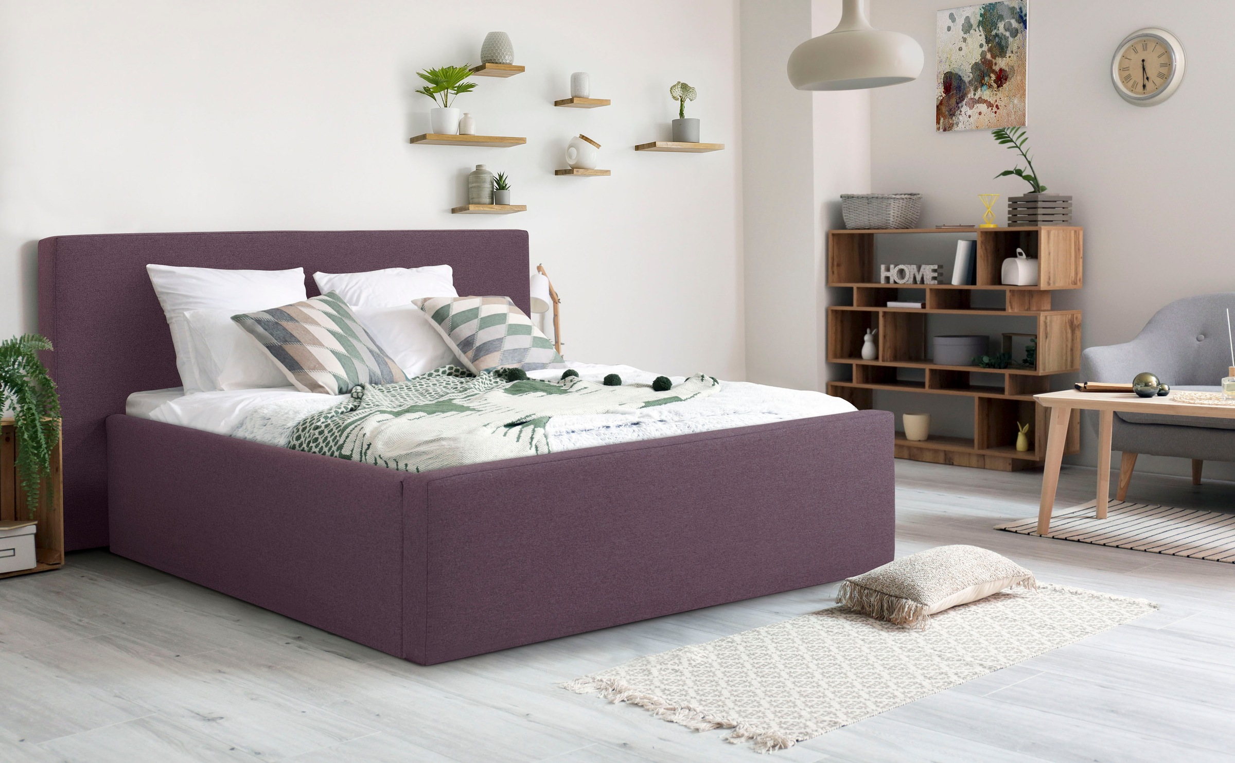Home affaire Polsterbett "Dalina" geradliniges Kopfteil, in 5 Breiten, auch günstig online kaufen