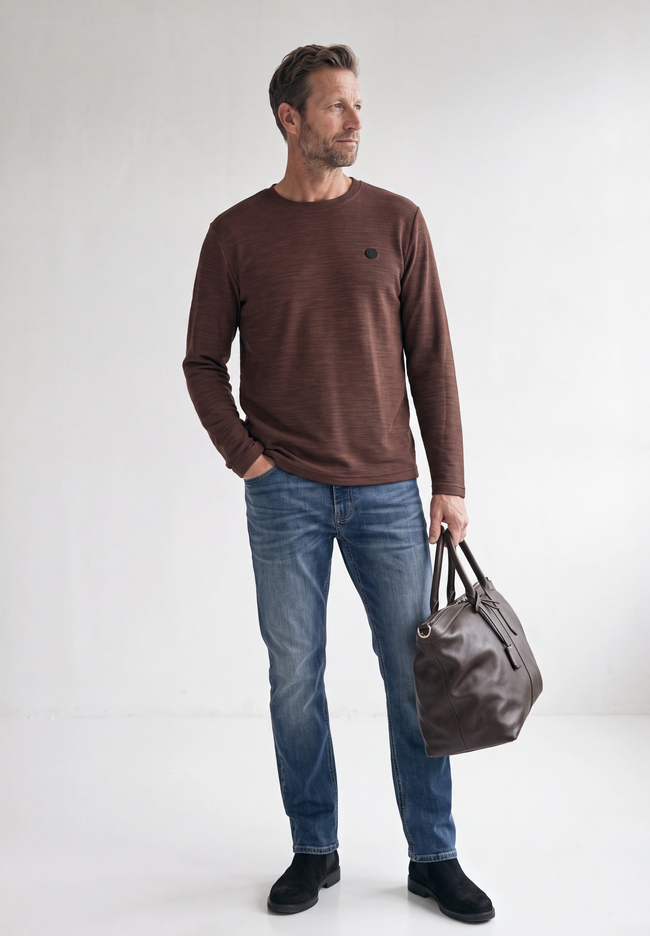 STREET ONE MEN Langarmshirt im soften Baumwoll-Mix