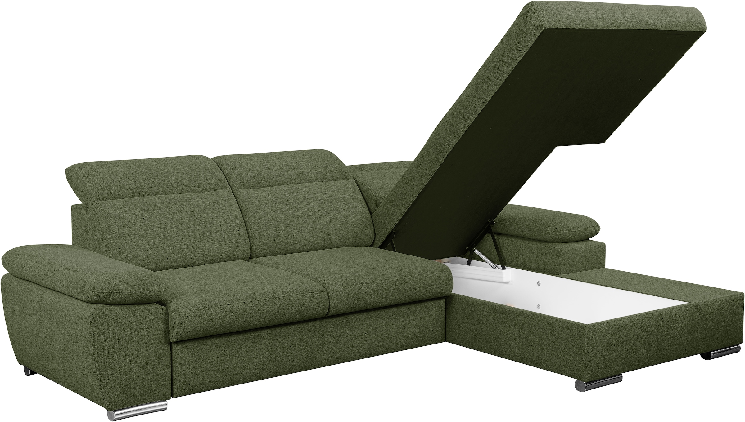 WERK2 Ecksofa »Palma modernes Schlafsofa mit Bettkasten, L-Form, B/T 282/185 cm« Kopfteile verstellbar