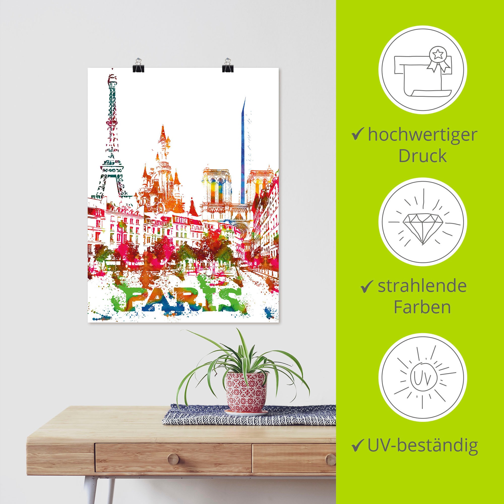 Poster | oder »Paris (1 Alubild, St.), als versch. Artland in Grafik«, Wandaufkleber Leinwandbild, Größen Paris, Wandbild BAUR bestellen