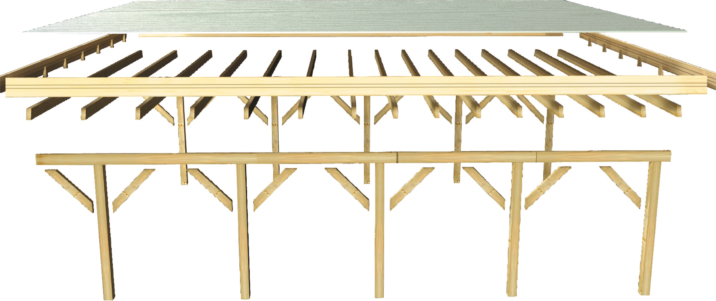Karibu Einzelcarport »»Classic 2 SET« PVC-Dach Variante C, mit zwei Einfahrtsbogen«, Masivholz, 250 cm, KDI, aus Masivholz