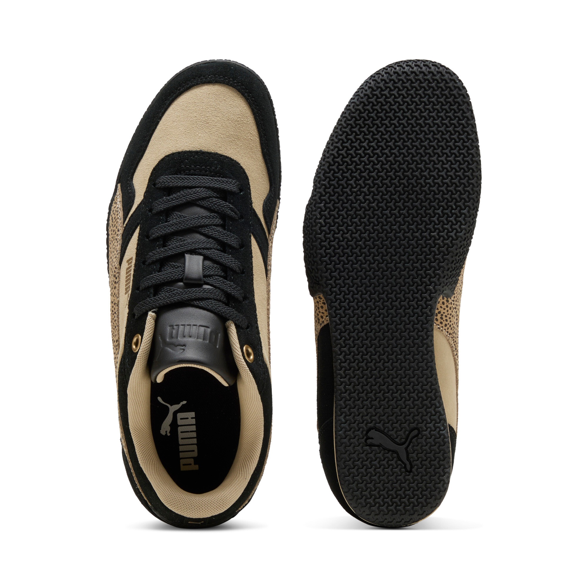 Sneaker PUMA "BELLA DONNA SD TOPCAT", Damen, Gr. 42,5, toasted almond, puma schwarz, Leder, Schuhe Sneaker, mit Schnürung, mit Animal-Print, mit Textil-Innenmaterial 3