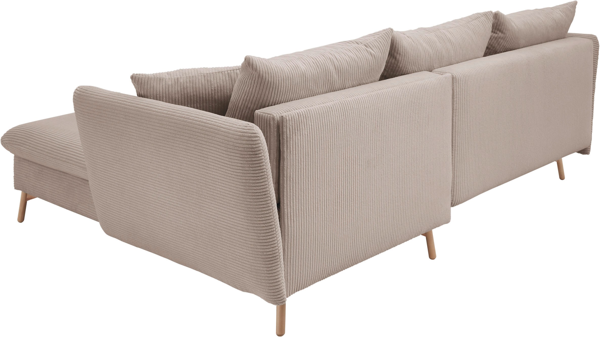 andas Ecksofa »MERLE, 258 cm, L-Form, traumhafter Cord,«, mit Bettfunktion und Bettkasten, Liegefläche 224 x 139