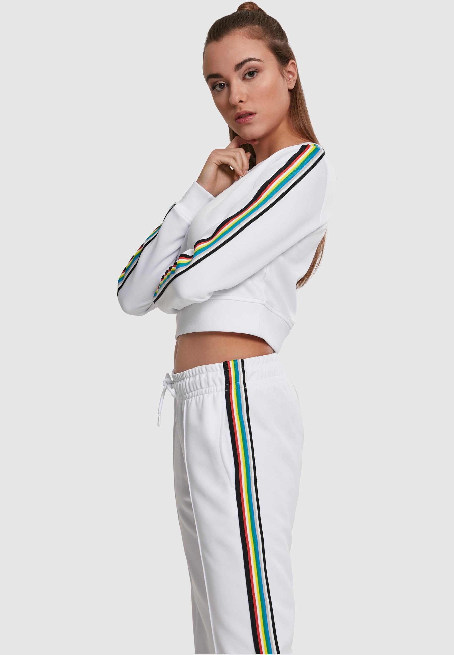 URBAN CLASSICS Sweatshirt »Urban Classics Damen Ladies Multicolor Taped Sleeve Crewneck«, (1 tlg.)