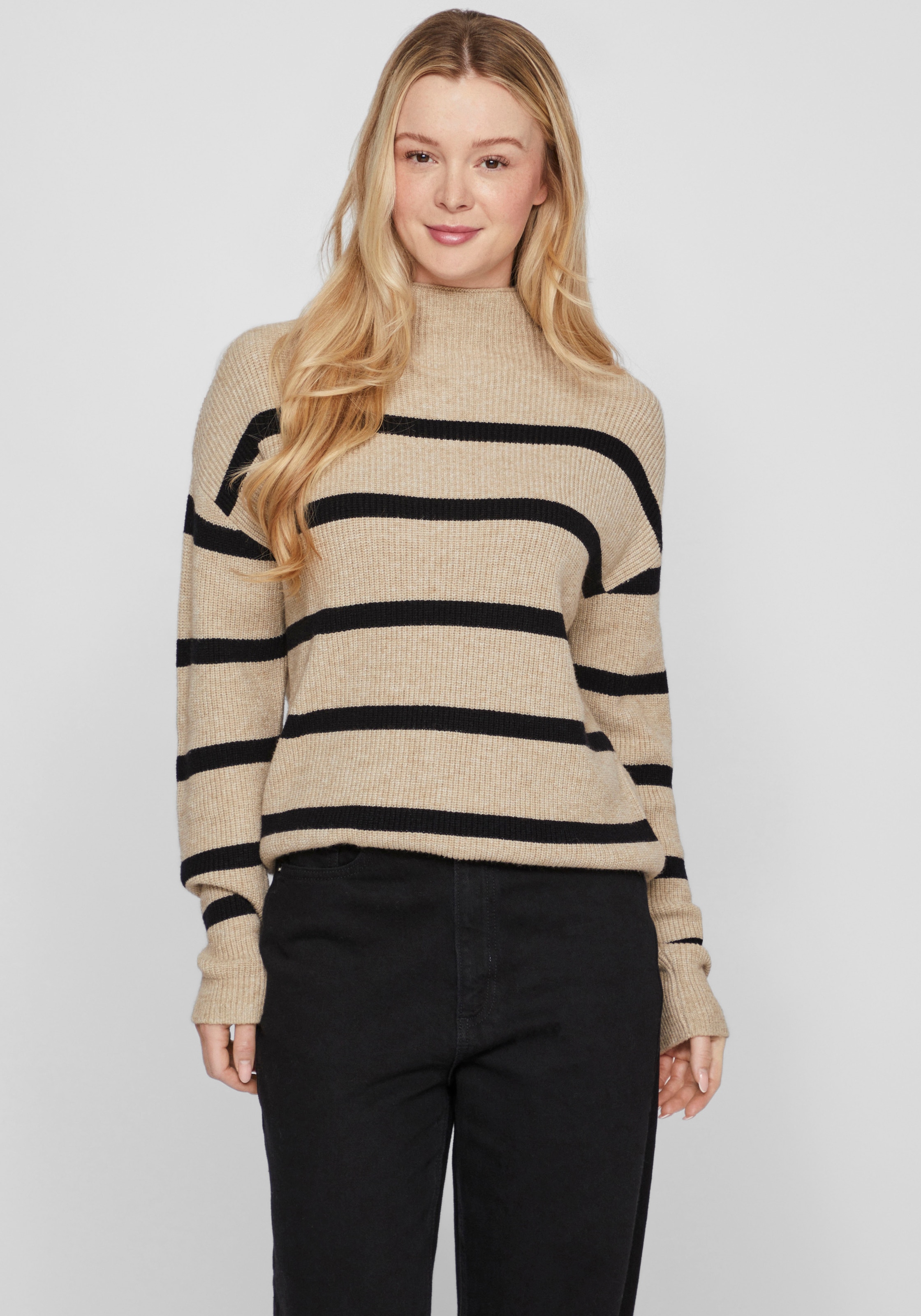 Vila Stehkragenpullover "VIRIL MOCKNECK L/S KNIT RIB TOP 2- NOOS"