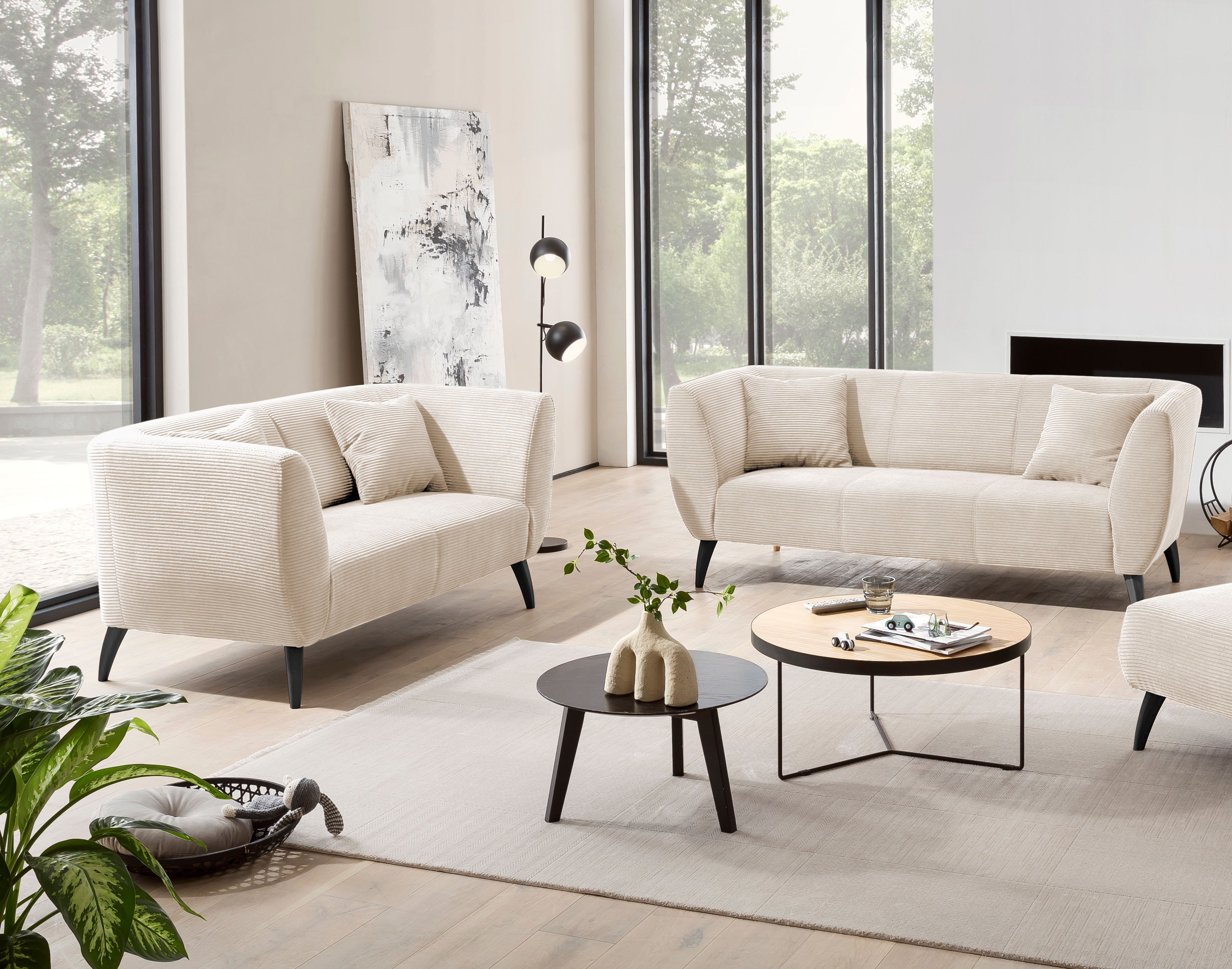 Home affaire Polstergarnitur "Colori modern und bequem, schmale Armlehnen, tolle Detailverarbeitung" Set, 3-Sitzer und 2-Sitzer, 2 Stk. tlg. zwei verschiedene Fußfarben wählbar