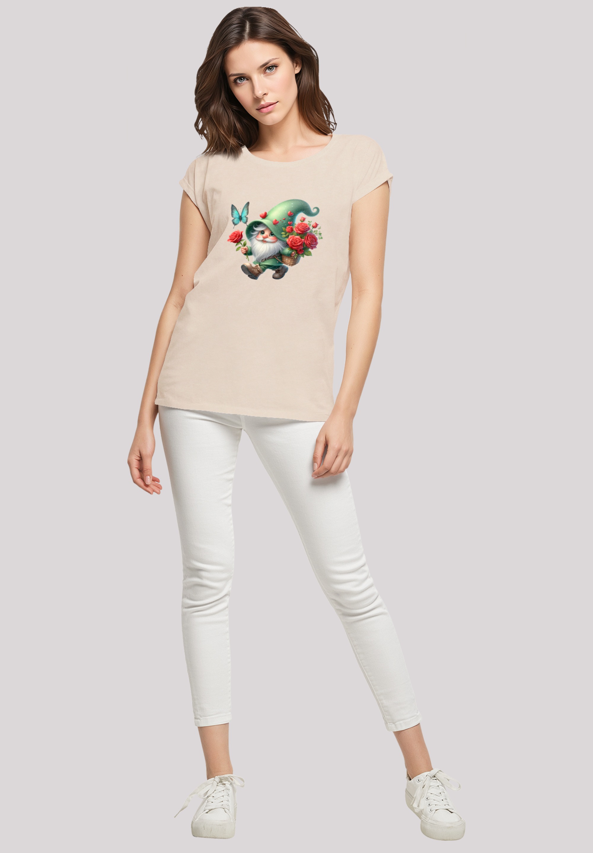 F4NT4STIC T-Shirt »Gnom Frühling Blumen Schmetterling«, Premium Qualität