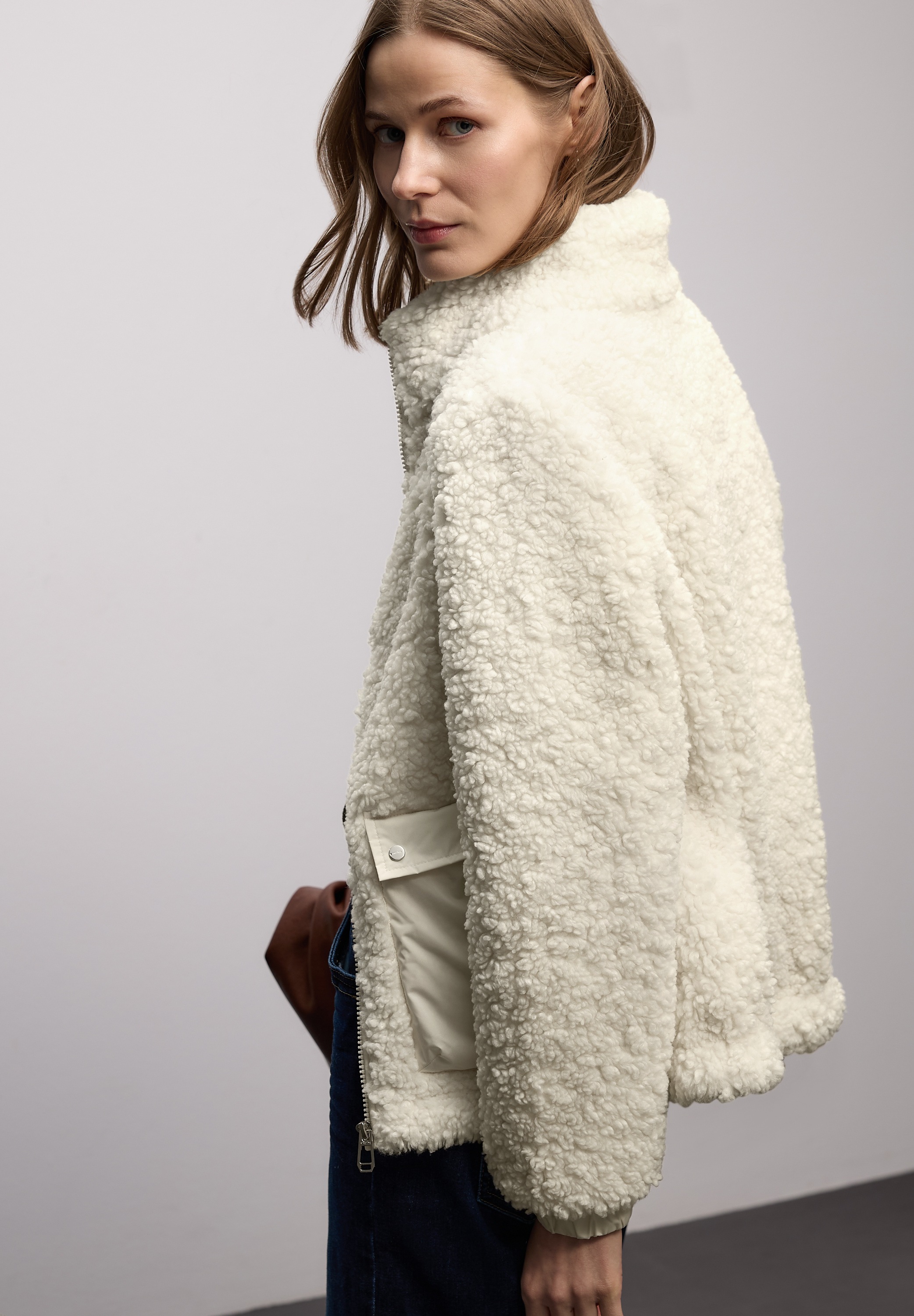 STREET ONE Fellimitatjacke ohne Kapuze mit aufgenähten Taschen günstig online kaufen