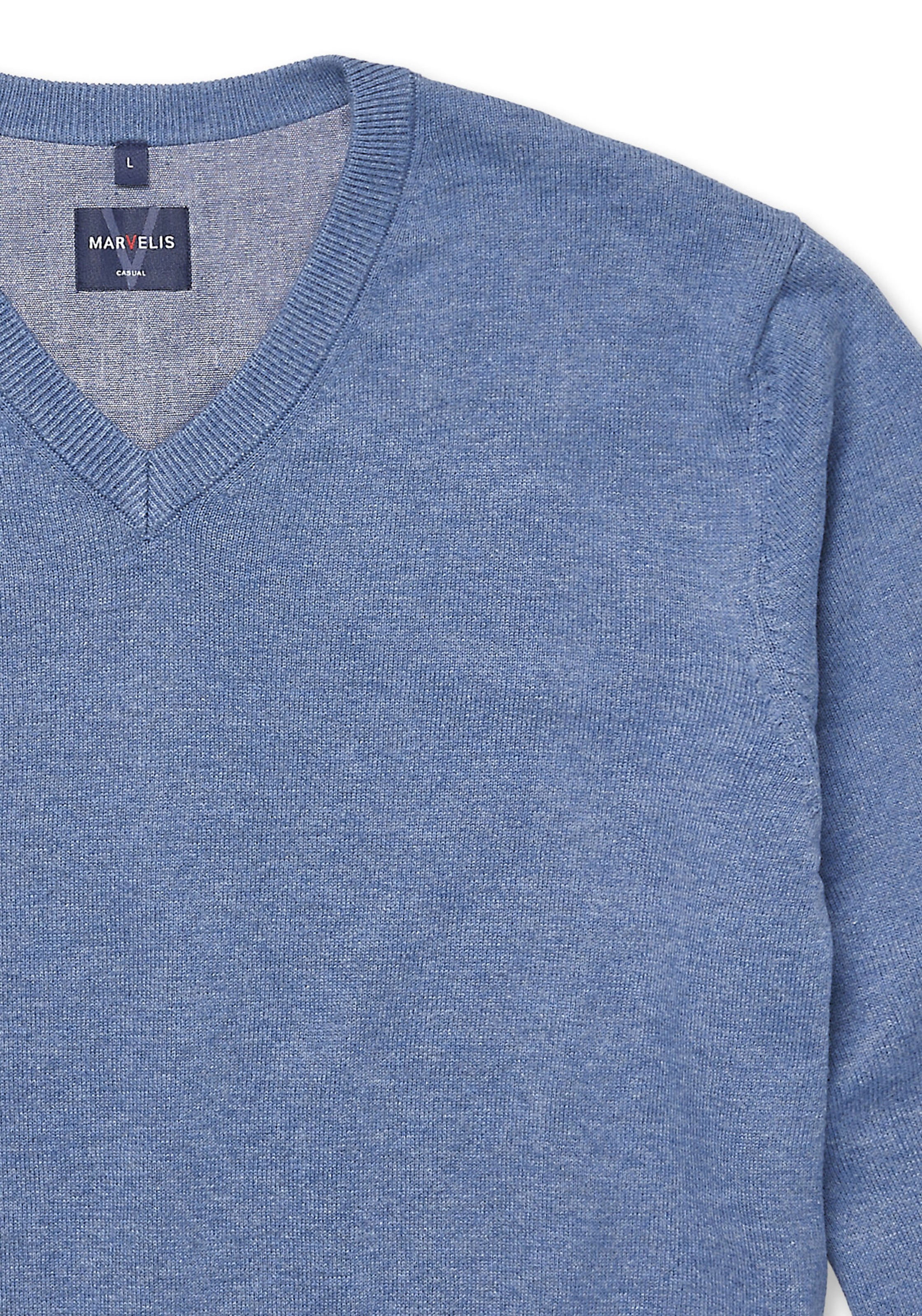 MARVELIS Strickpullover V-Ausschnitt, regular fit, Baumwolle günstig online kaufen