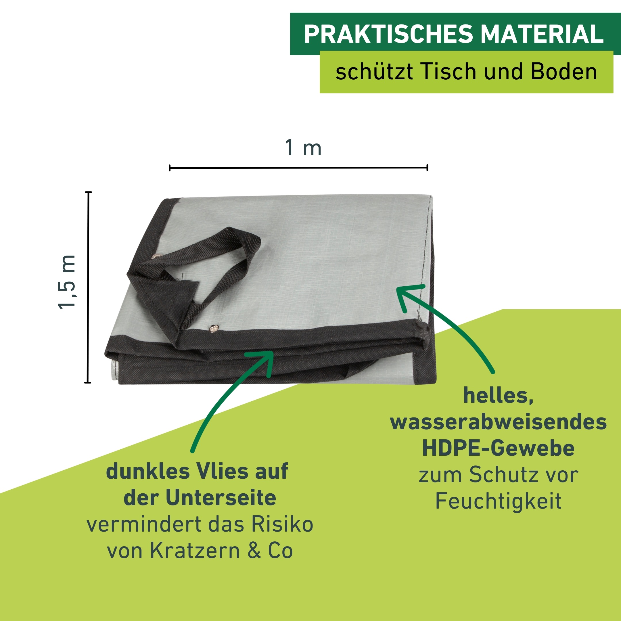 Windhager Schutzplane »für umtopfen der Pflanzen, Umtopfmatte aus Vlies« wasserabweisend, ab klappbare Ränder, 150x100 cm, grau