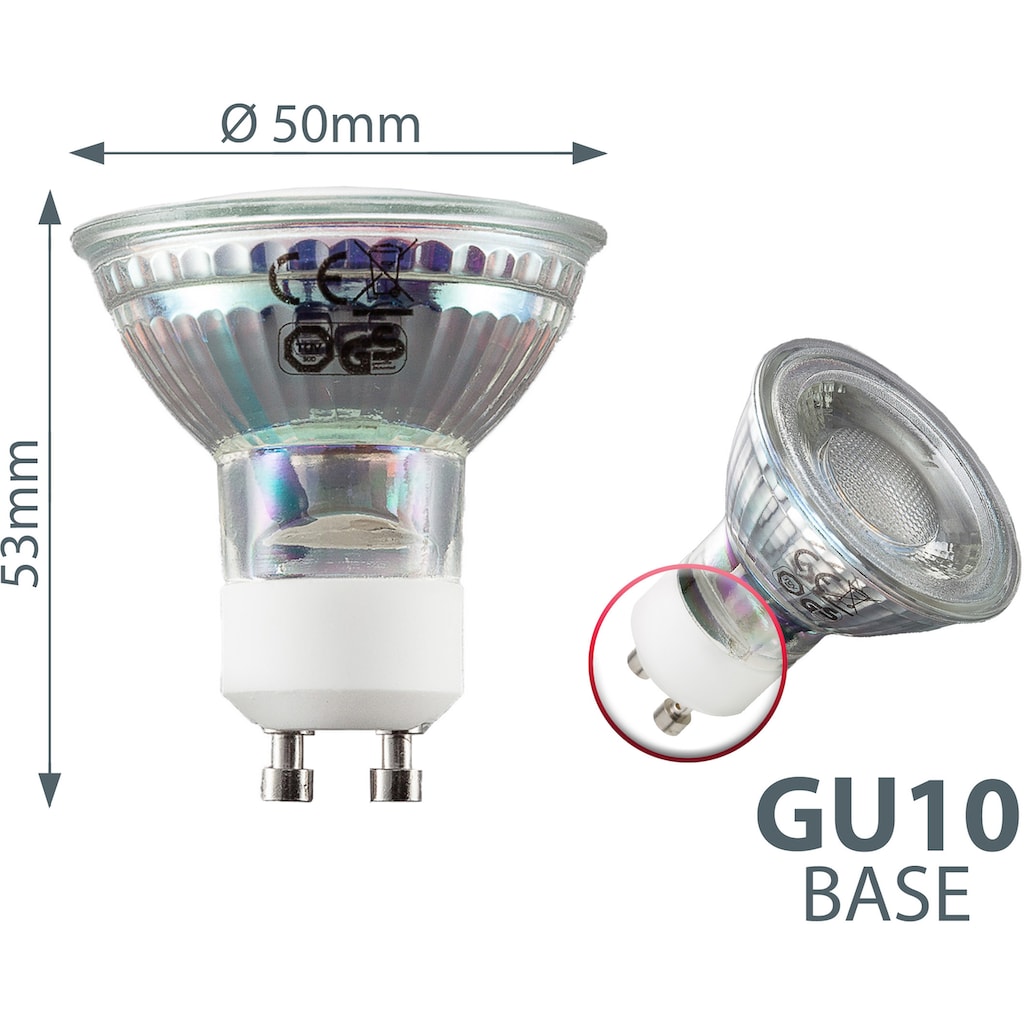 B.K.Licht LED-Leuchtmittel, GU10, 5 St., Warmweiß, LED Lampe Glüh-Birne Reflektor-Form 5W 400 Lumen 3000K warmweiss