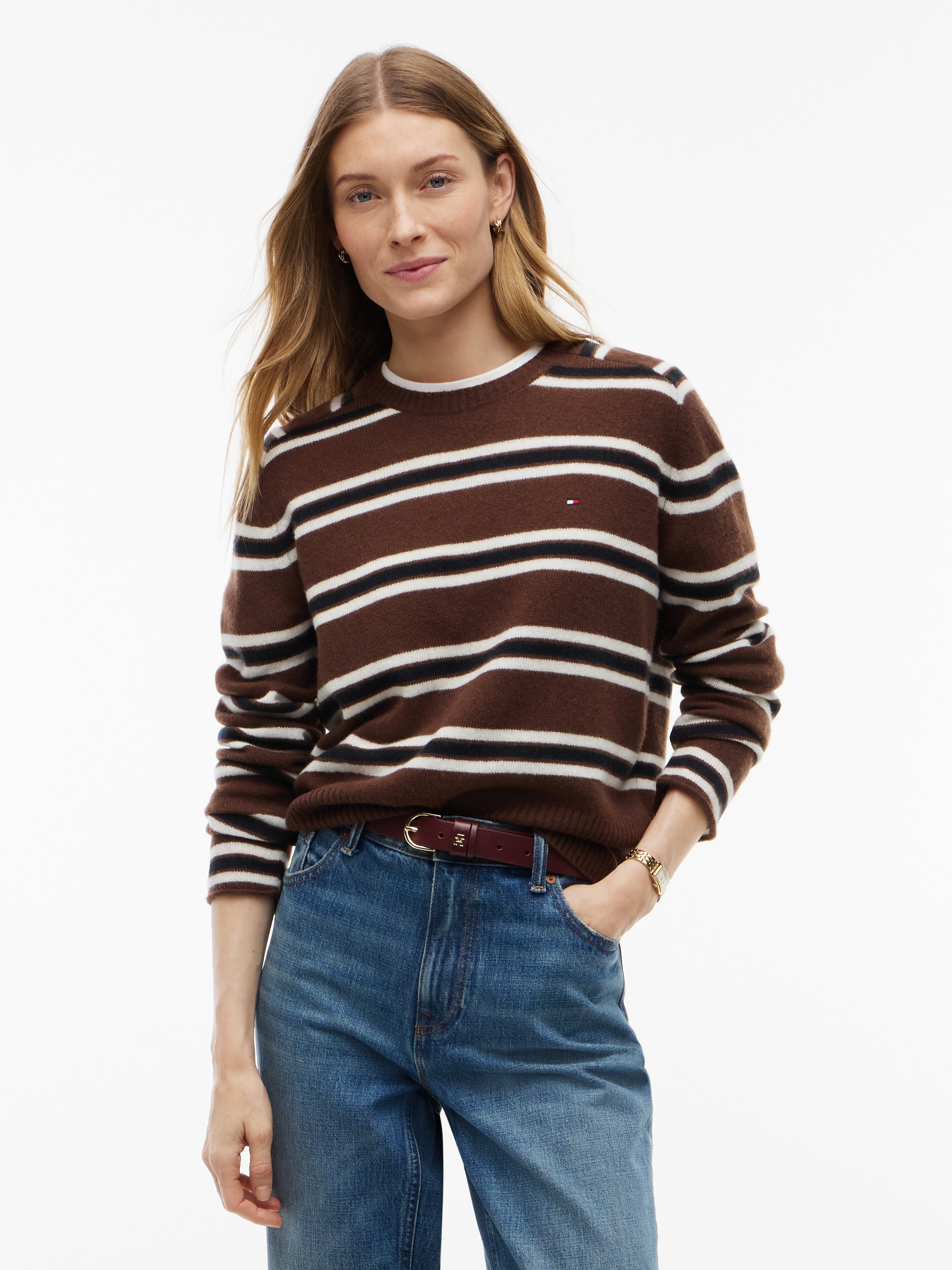 Tommy Hilfiger Strickpullover "C-NK SOFT WOOL JERSEY SLM SWT" aus reiner Wolle