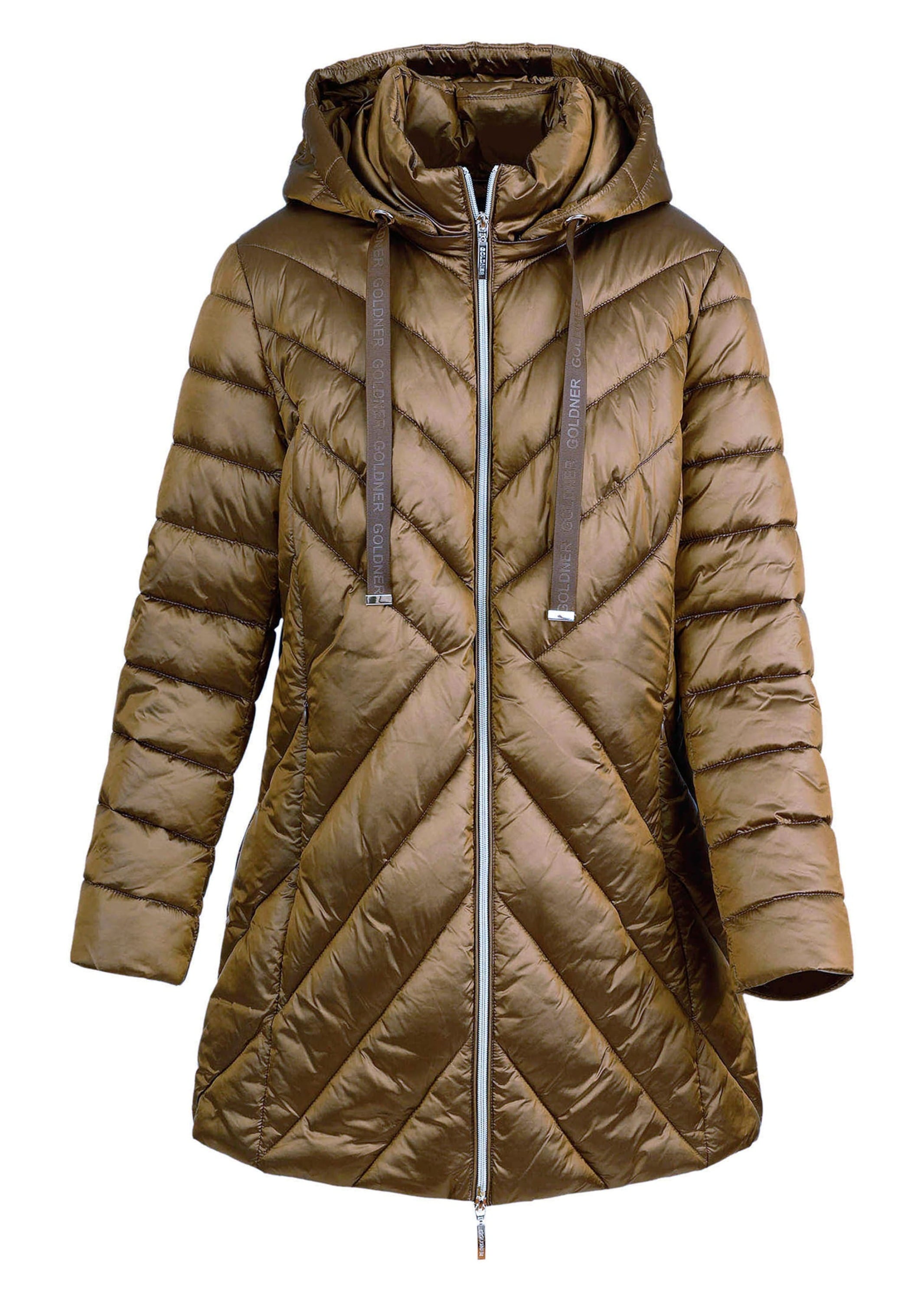 GOLDNER Kurzjacke "Kurzgröße Kurzmantel mit Kapuze und Stehkragen" Taschen an der Seite mit nahtfeinverdecktem RV