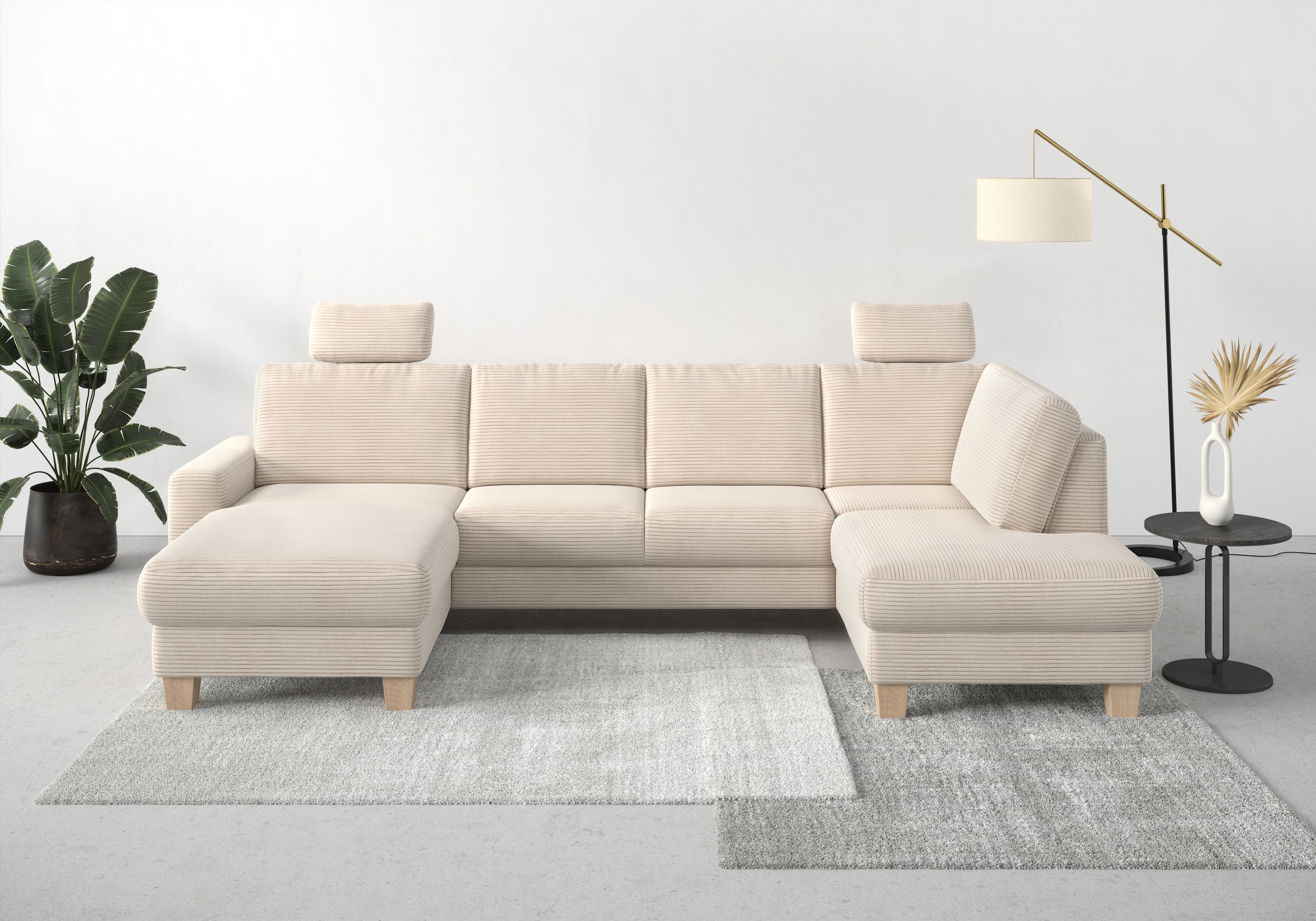 OTTO home Wohnlandschaft "Summer U-Form" mit oder ohne Schlaffunktion und Bettkasten, Cord-Bezug