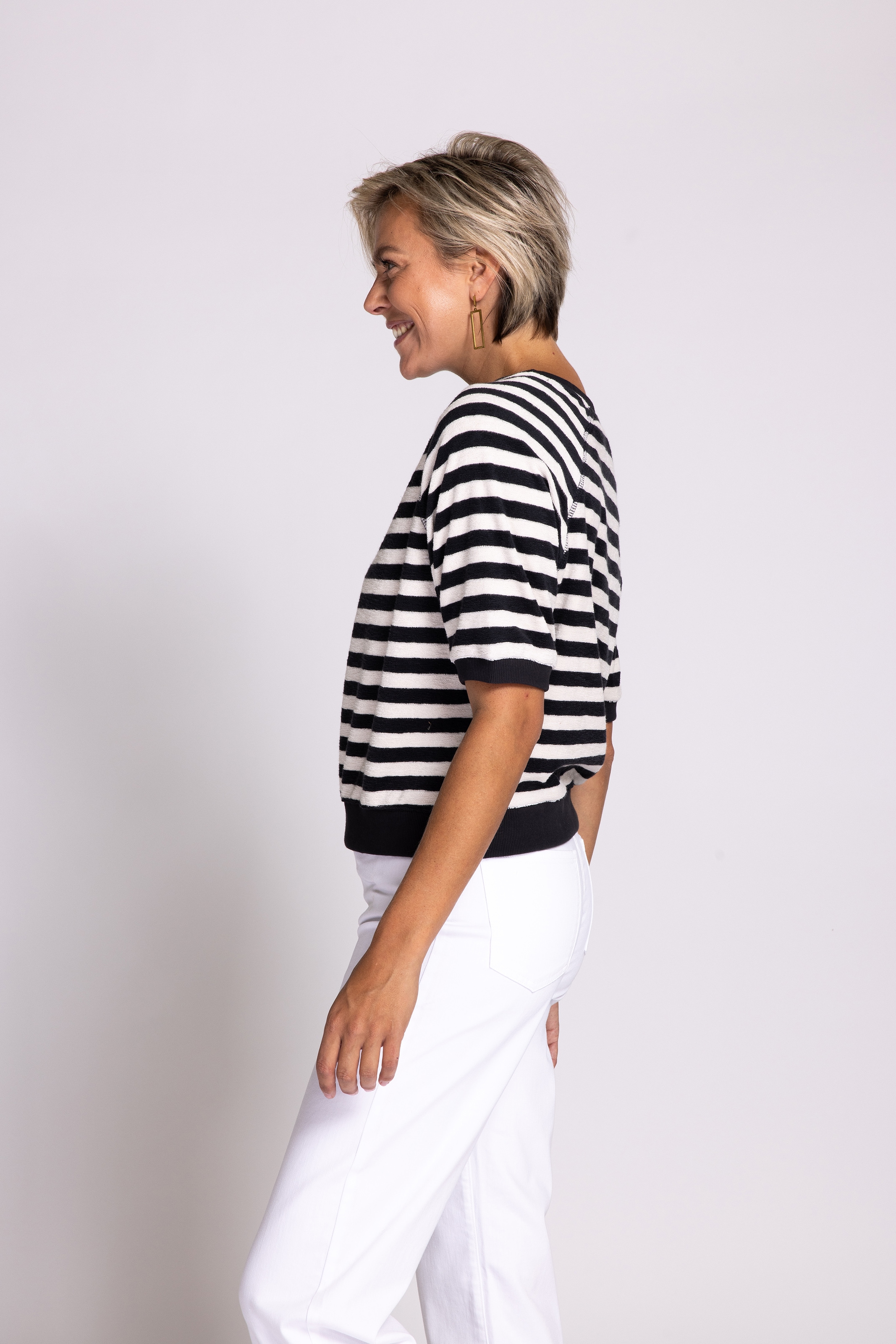 Zhrill Kurzarmshirt »INGE«, Frottee-Optik mit Streifen