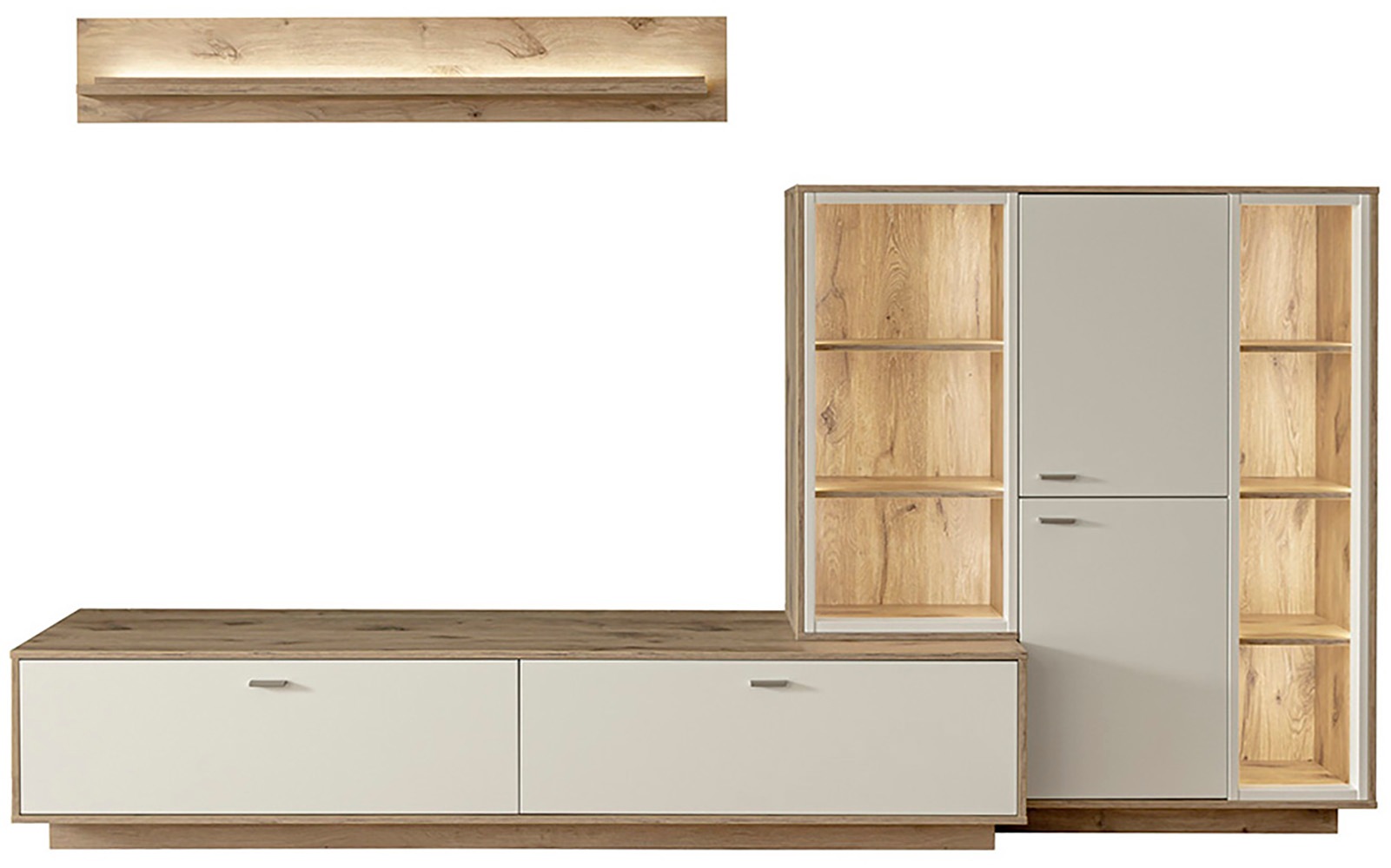 Wohnwand MCA FURNITURE, weiß, Holzwerkstoff, Wohnzimmer, Kastenmöbel-Sets, "SANTERNO", Wohnzimmer Set (3-tlg.), Türen & Schubkästen gedämpft, Breite