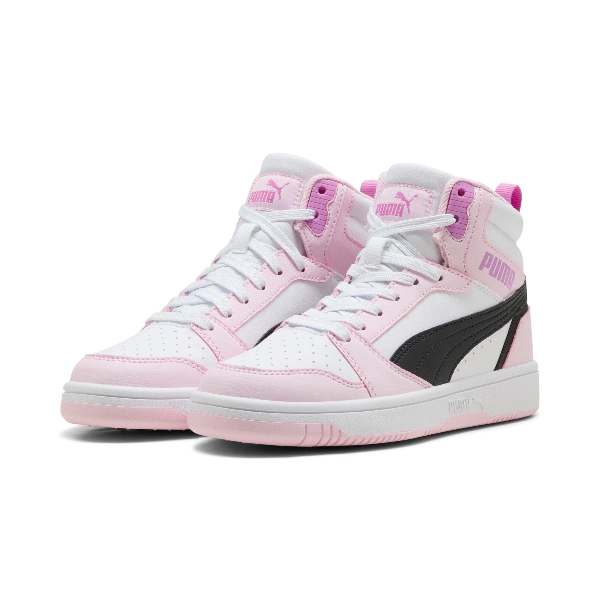 Puma Sneaker "Rebound V6 Mid Jr" Knöchelhoch, Retro-inspiriertes Design, Mit Softfoam+ Dämpfung