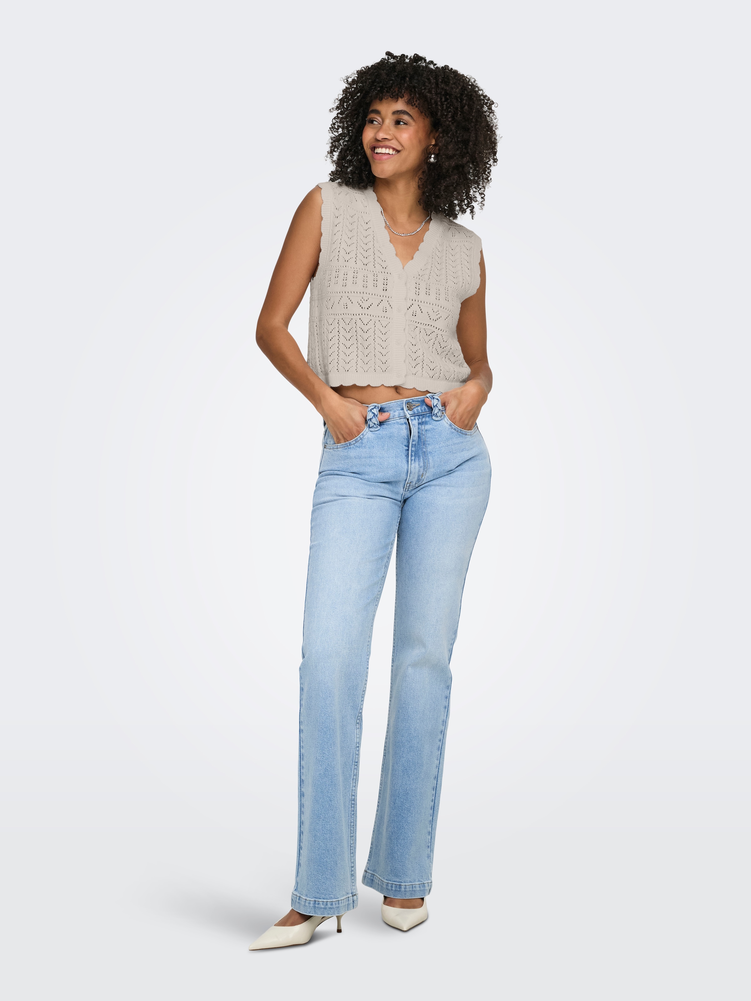 ONLY Strickjacke »ONLIRINA V-NECK BUTTON VEST KNT NOOS« Baumwollmischung