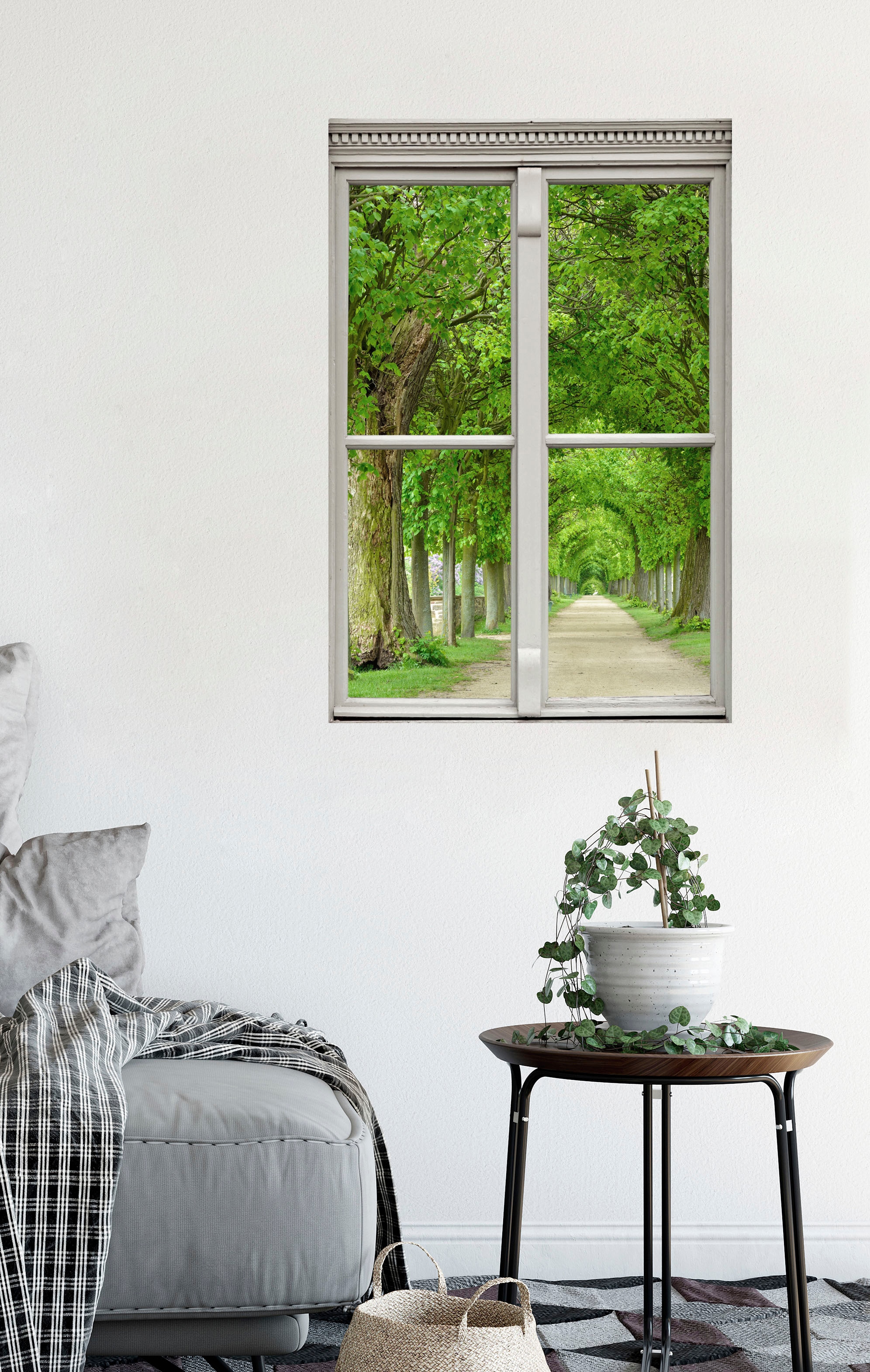 queence Wandsticker »Allee«, Wandsticker, Wandbild, selbstklebend, 3D, Fenster