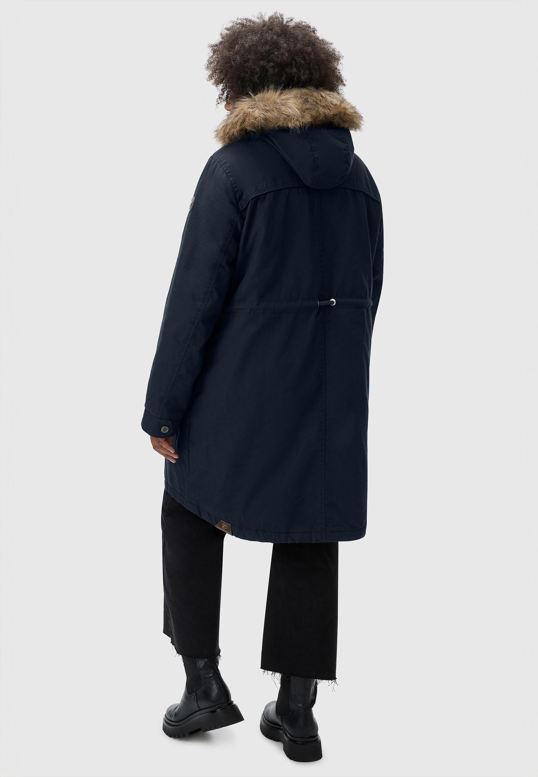 Ragwear Winterjacke »Tawny«, mit Kapuze, stylischer Winterparka mit großer Kapuze und Kunstfellkragen