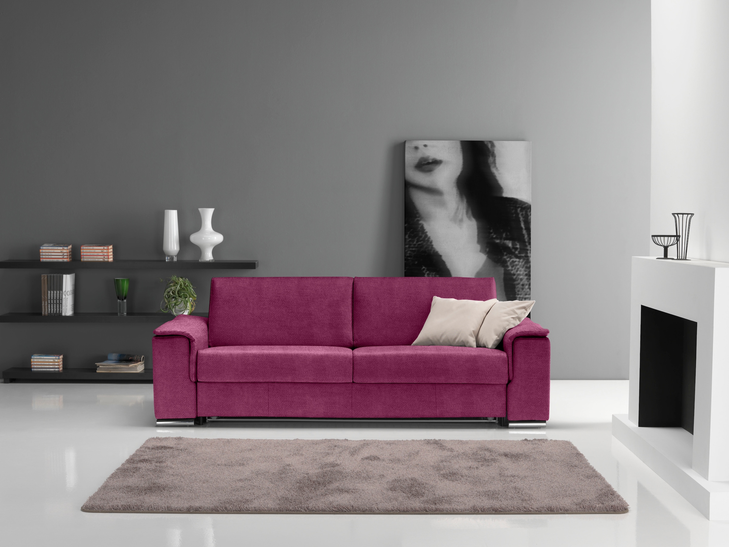 Egoitaliano 2,5-Sitzer »Cecilia, modern und elegant mit erstklassigem Sitzkomfort«, mit verchromten Metallfüßen