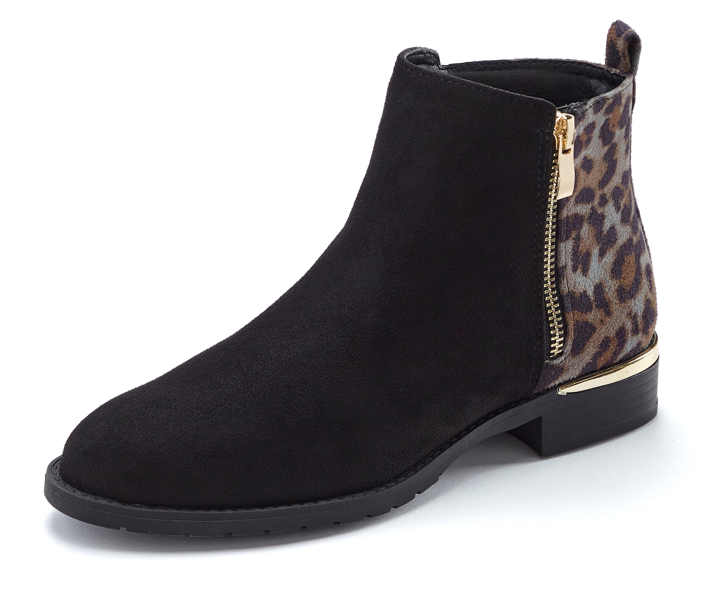 LASCANA Stiefelette »Ankle Boots, Stiefel«, mit Leo-Print VEGAN