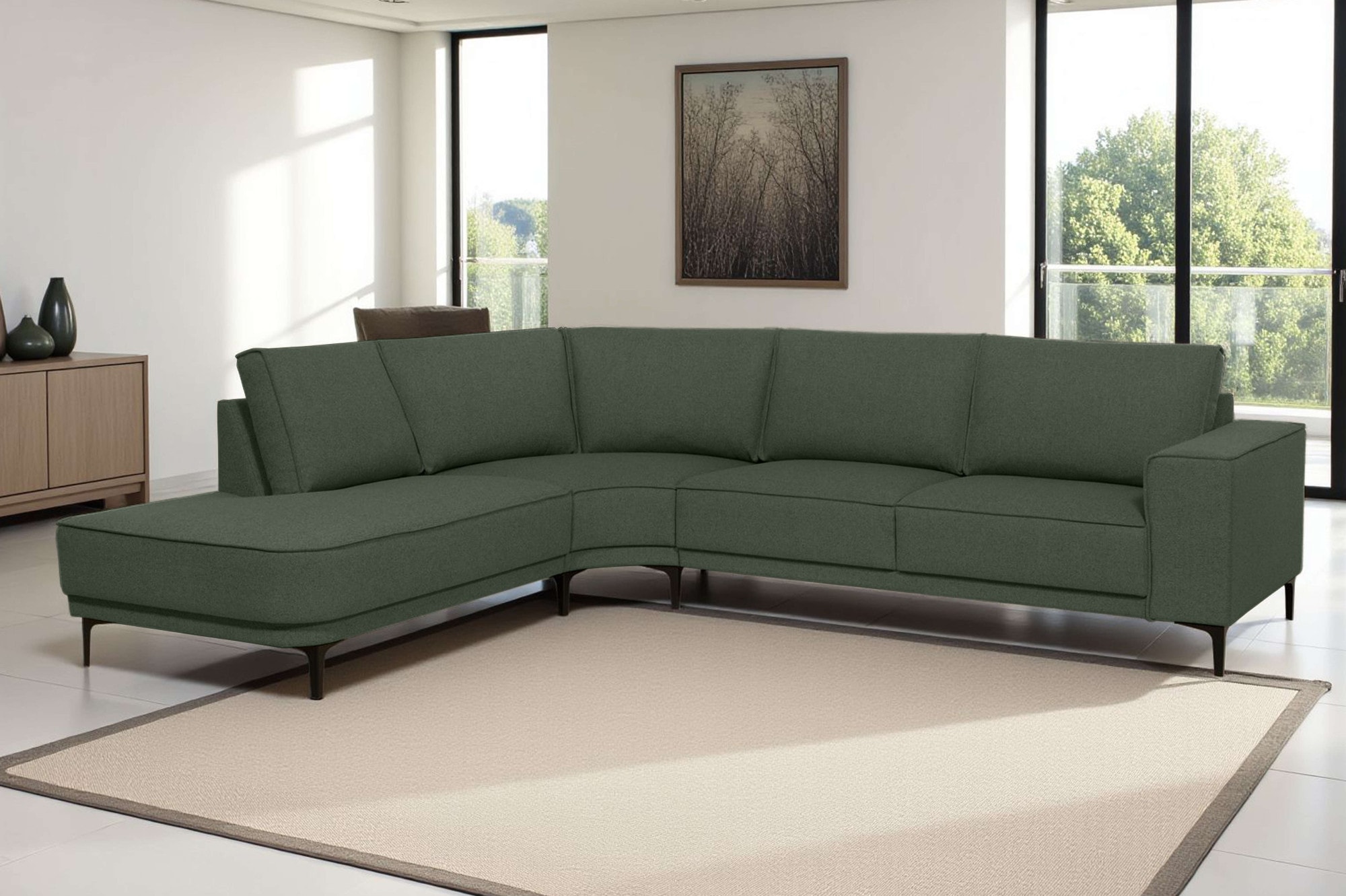 Places of Style Ecksofa »Casina«, mit abgerundeter Ottomane, in einem weichen Chenille-Stoff
