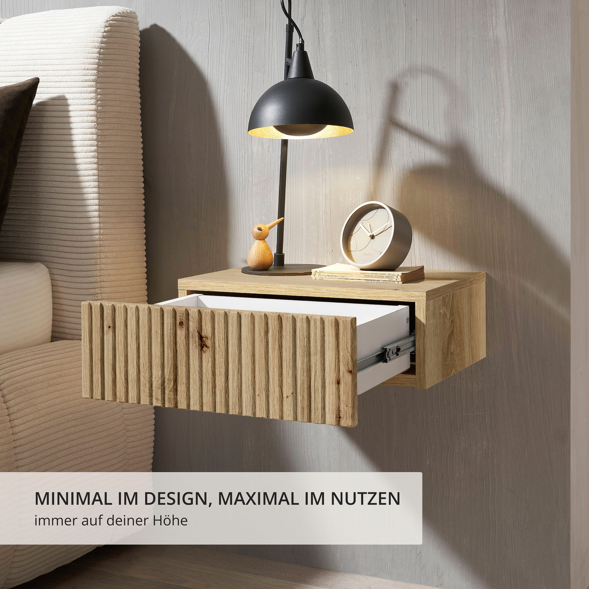 Schlafkontor Nachtkommode »Taboni Nachttisch, Nachtkonsole mit Push-to-open« Wandmontage