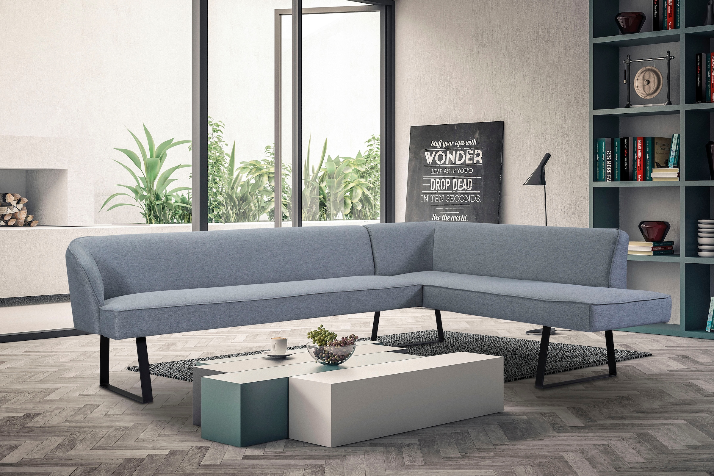 exxpo - sofa fashion Eckbank "Americano", mit Keder und Metallfüßen, Bezug in verschiedenen Qualitäten