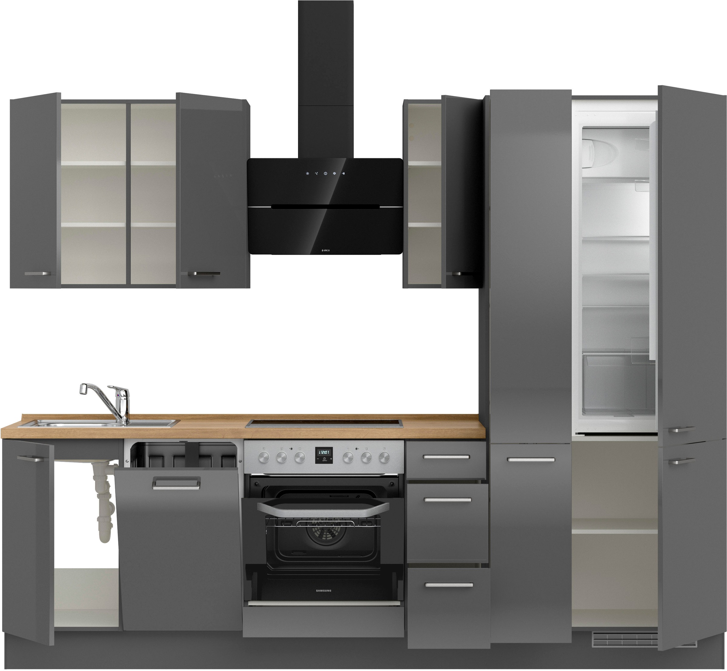 nobilia® Küchenzeile »"Flash II"«, vormontiert, Ausrichtung wählbar, Breite 270 cm, wahlw. mit E-Geräten