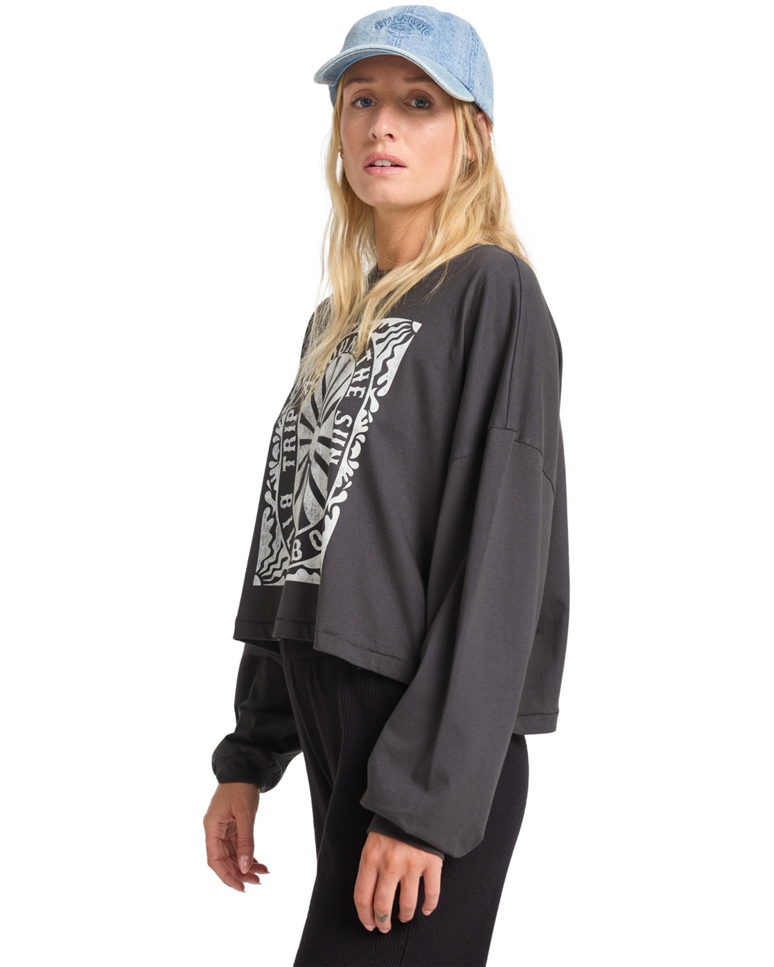 Billabong Trip Around Women Long Sleeve Shirt Off Black XL 3
