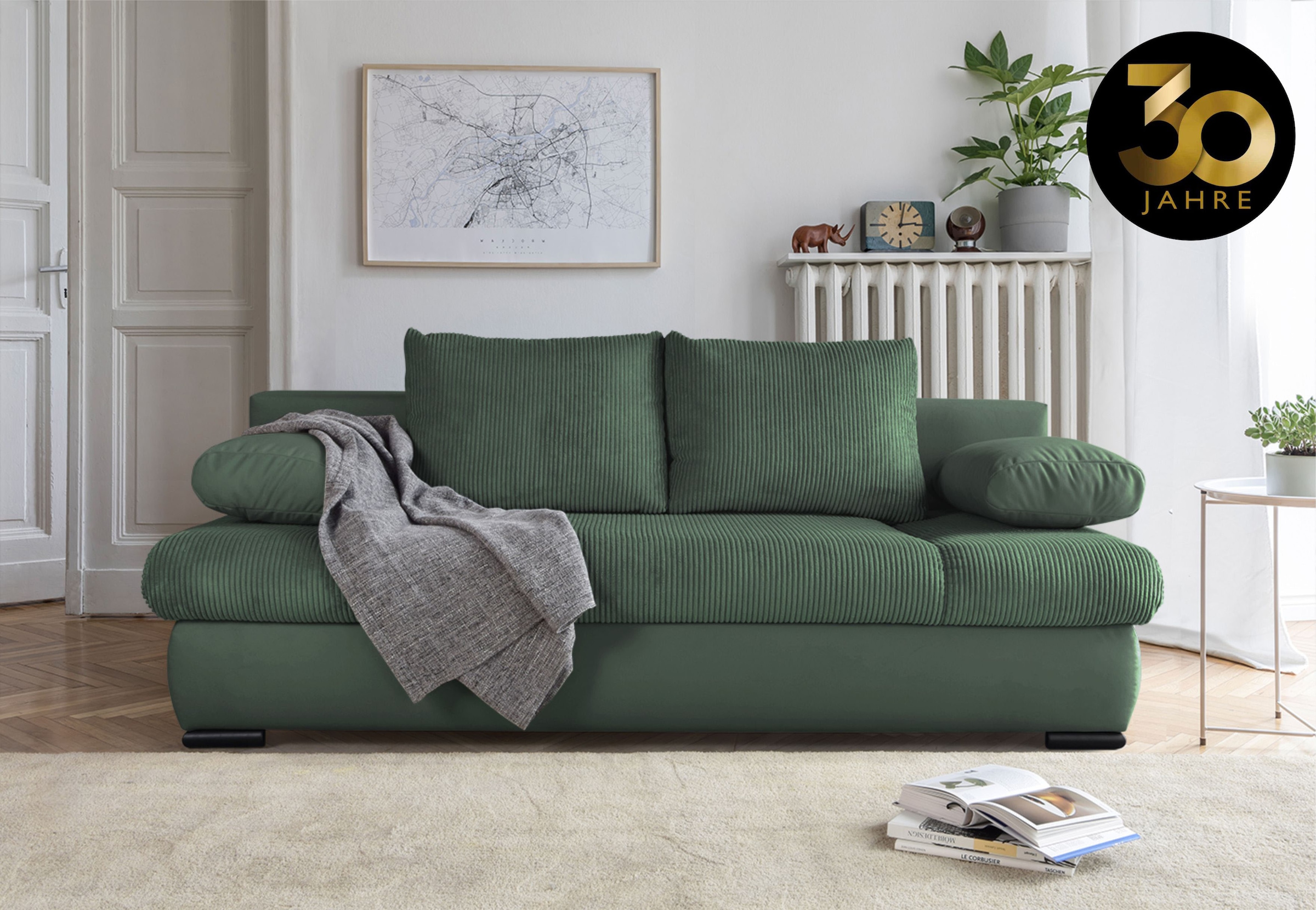 COLLECTION AB Schlafsofa »Chicago«, mit Bettfunktion und Bettkasten, im Cord-Samt Mix