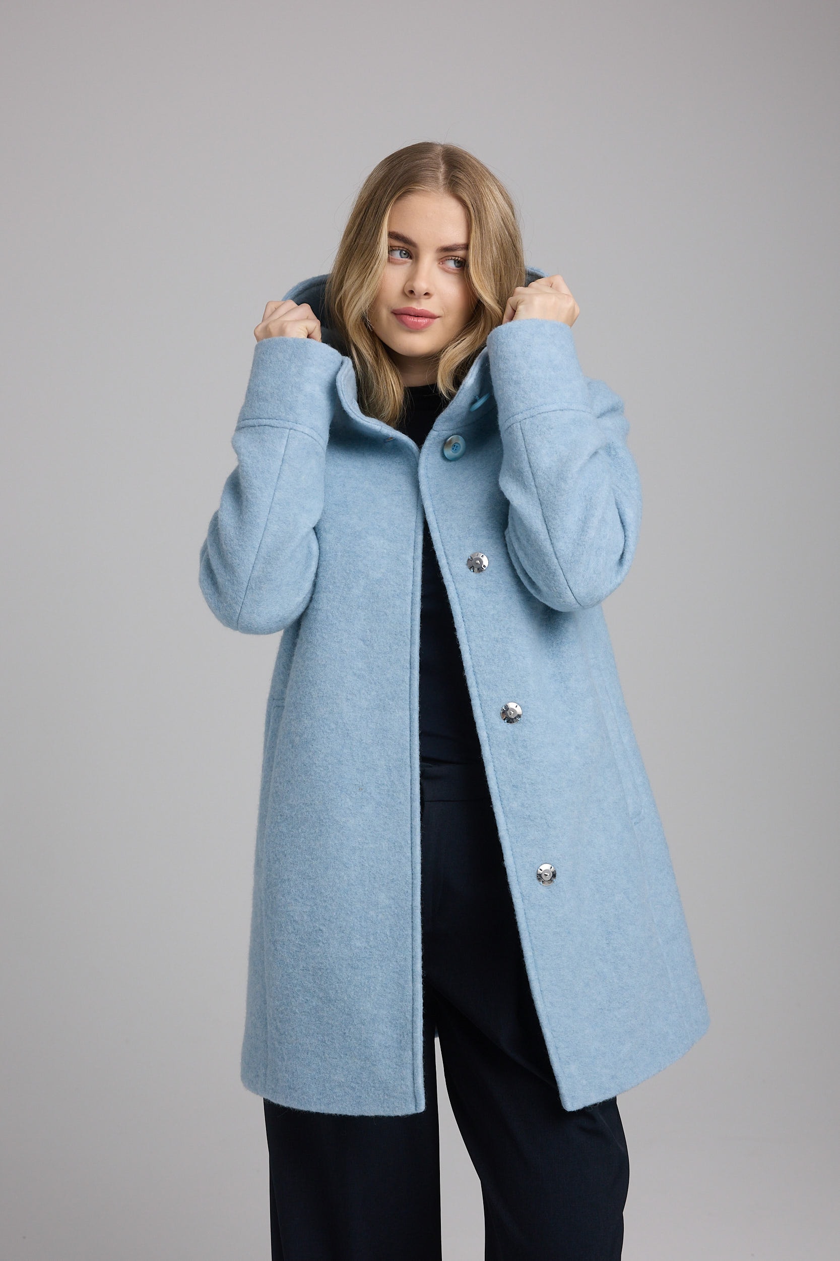 MANISA Wolljacke, mit Kapuze, Wollparka mit Kapuze und verdeckten Knöpfen günstig online kaufen