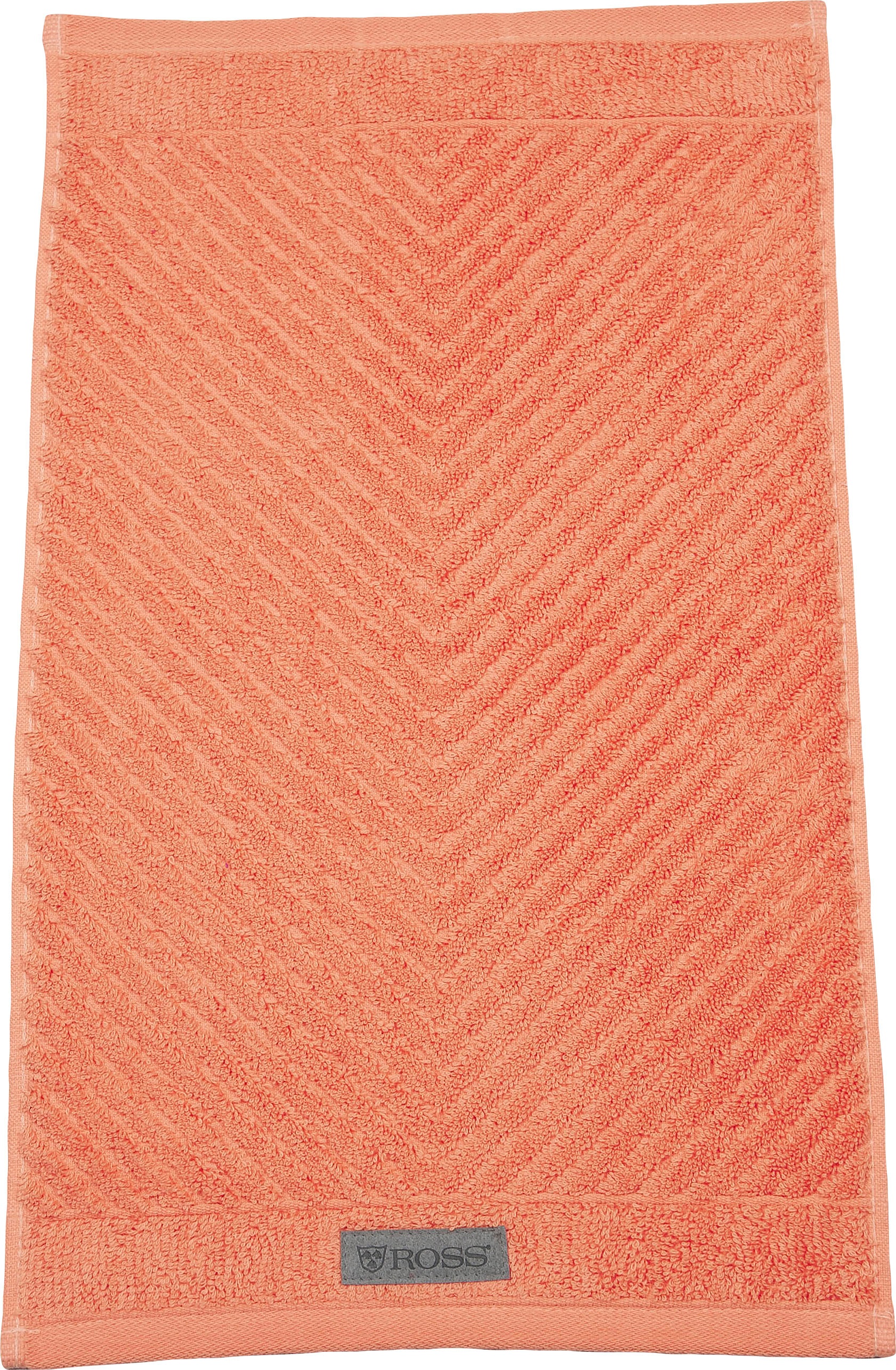 Thumbnail - ROSS Gästehandtuch "Smart" Uni-Rippe mit Velourslabel