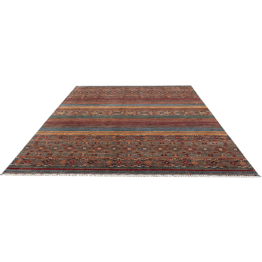 Wohnen Teppiche morgenland Wollteppich »Shal Streifen 299 x 248 cm«, rechteckig, 0,8 mm Höhe, Unikat mit Zertifikat mehrfarbig