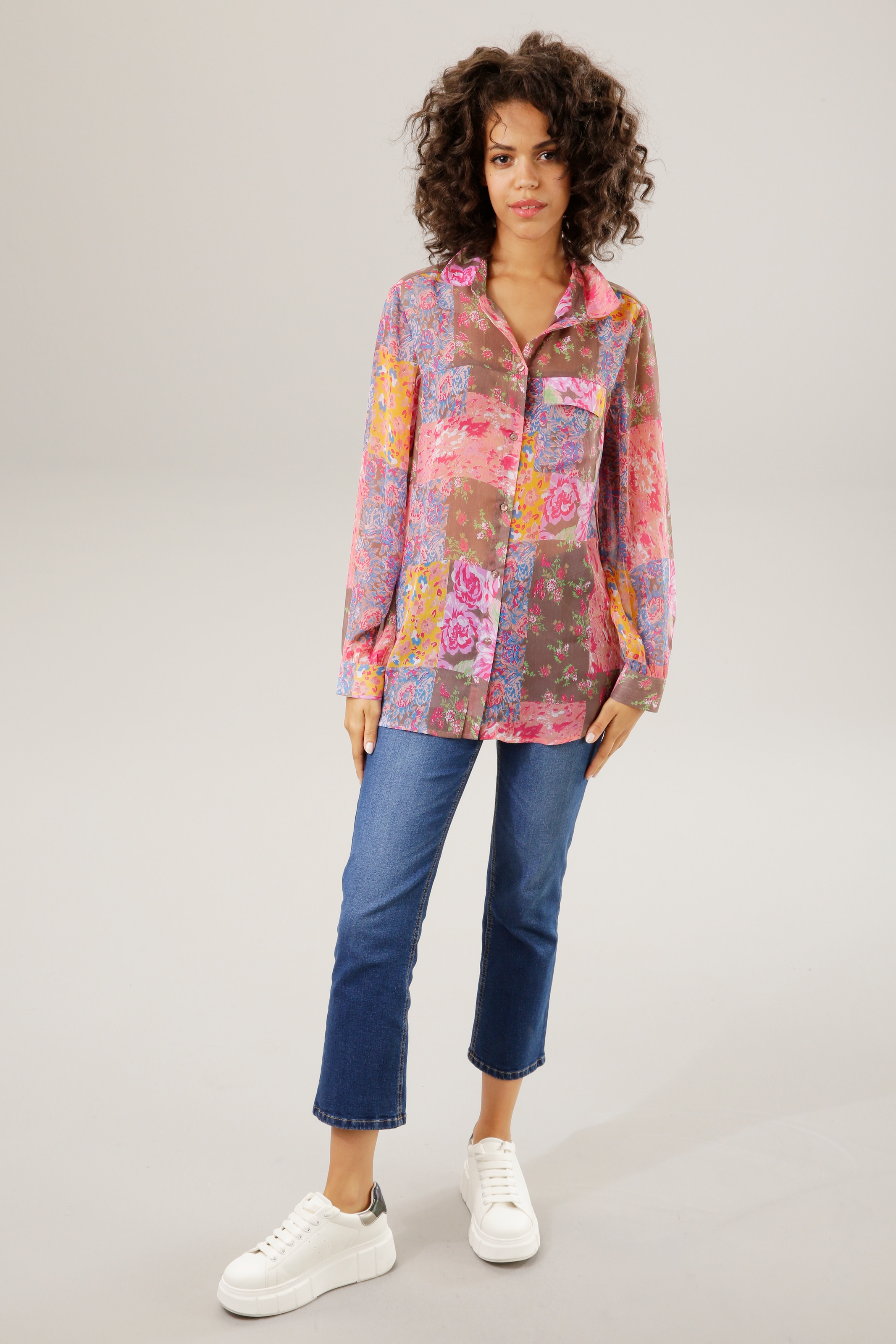 Aniston CASUAL Hemdbluse, mit bunten Blumendrucken im Patch-Dessin  bestellen | BAUR