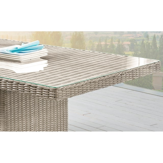 cm, »LUNA«, | Destiny mit rechteckig Polyrattan, 200x100x75 Glasplatte BAUR Gartentisch aufgelegter